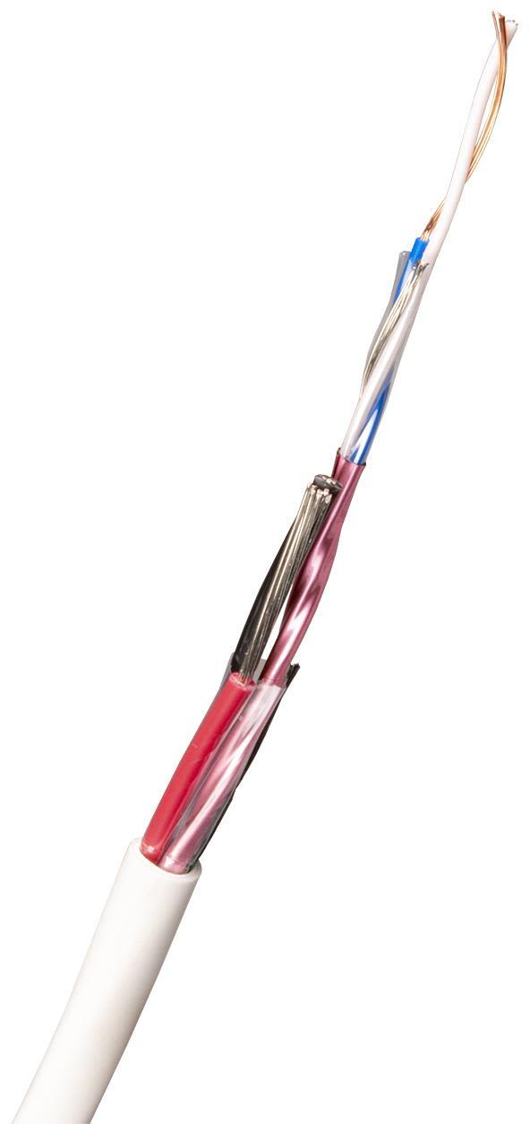 Nexans FLAQQBR Larmkabel 6.5 mm ytterdiameter, vit 1 m, kapad