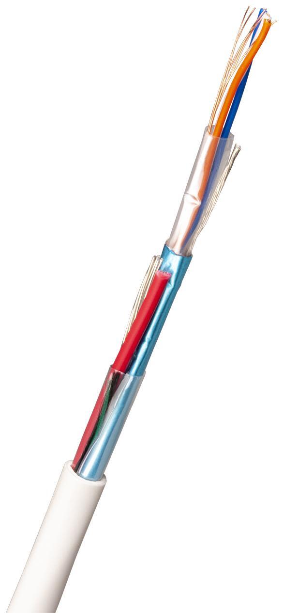 Nexans FLAQQBR Larmkabel 8 mm ytterdiameter, vit 1 m, kapad