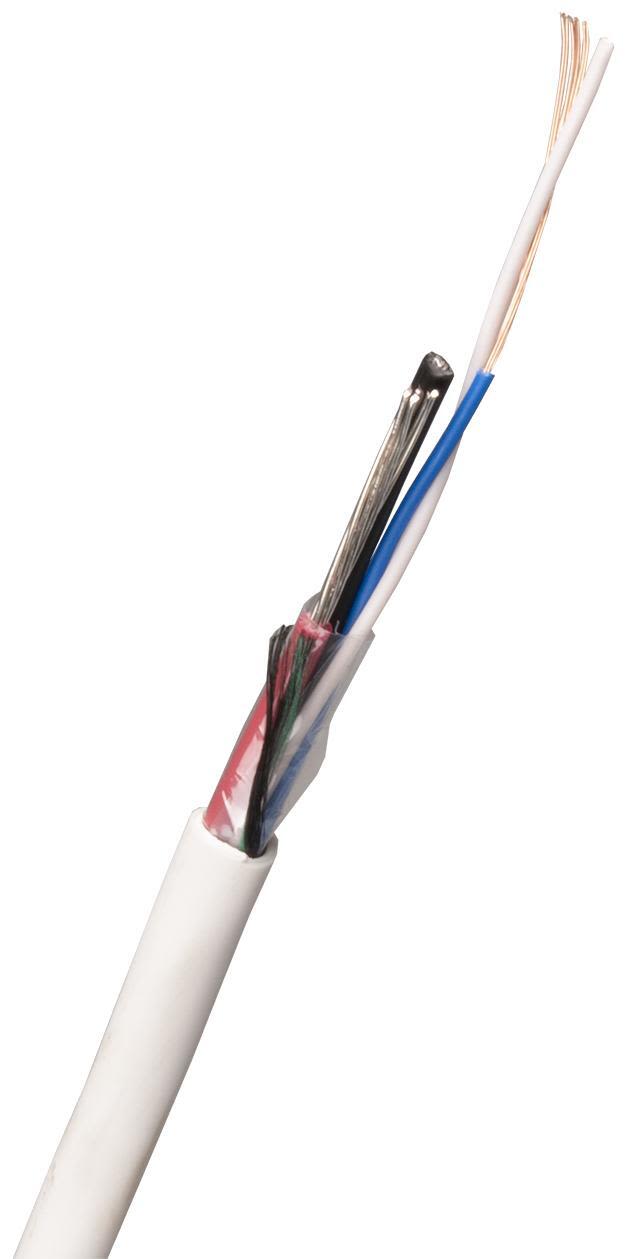 Nexans FLQQBR Larmkabel 6.5 mm ytterdiameter, vit 1 m, kapad