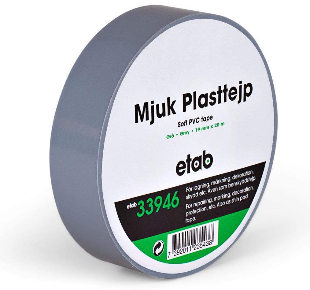 etab 33946 Plasttejp mjuk, PVC, 20 m grå,50 mm