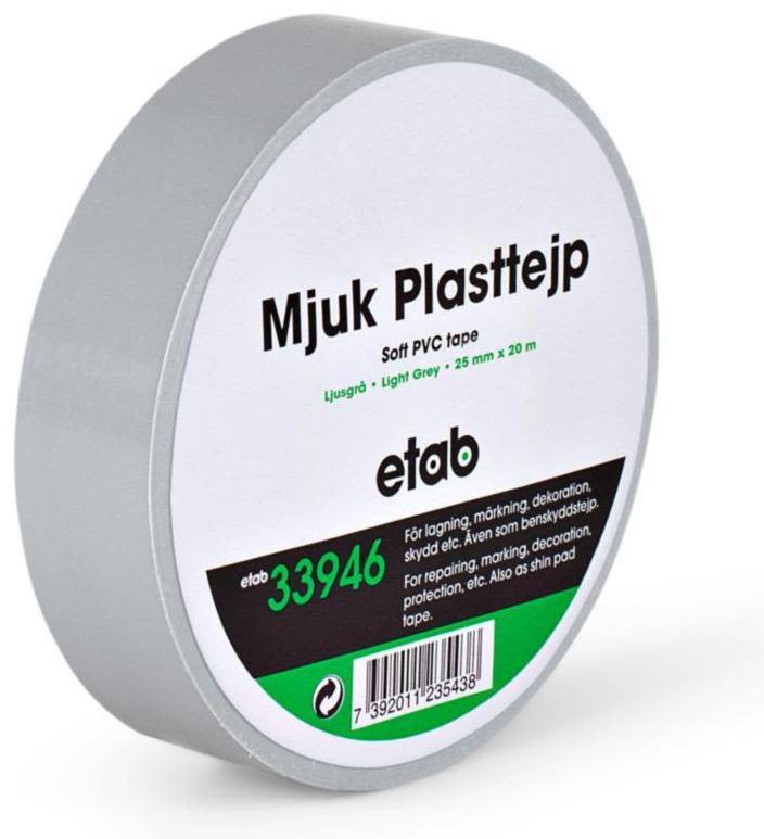 etab 33946 Plasttejp mjuk, PVC, 10 m, ljusgrå 25 mm
