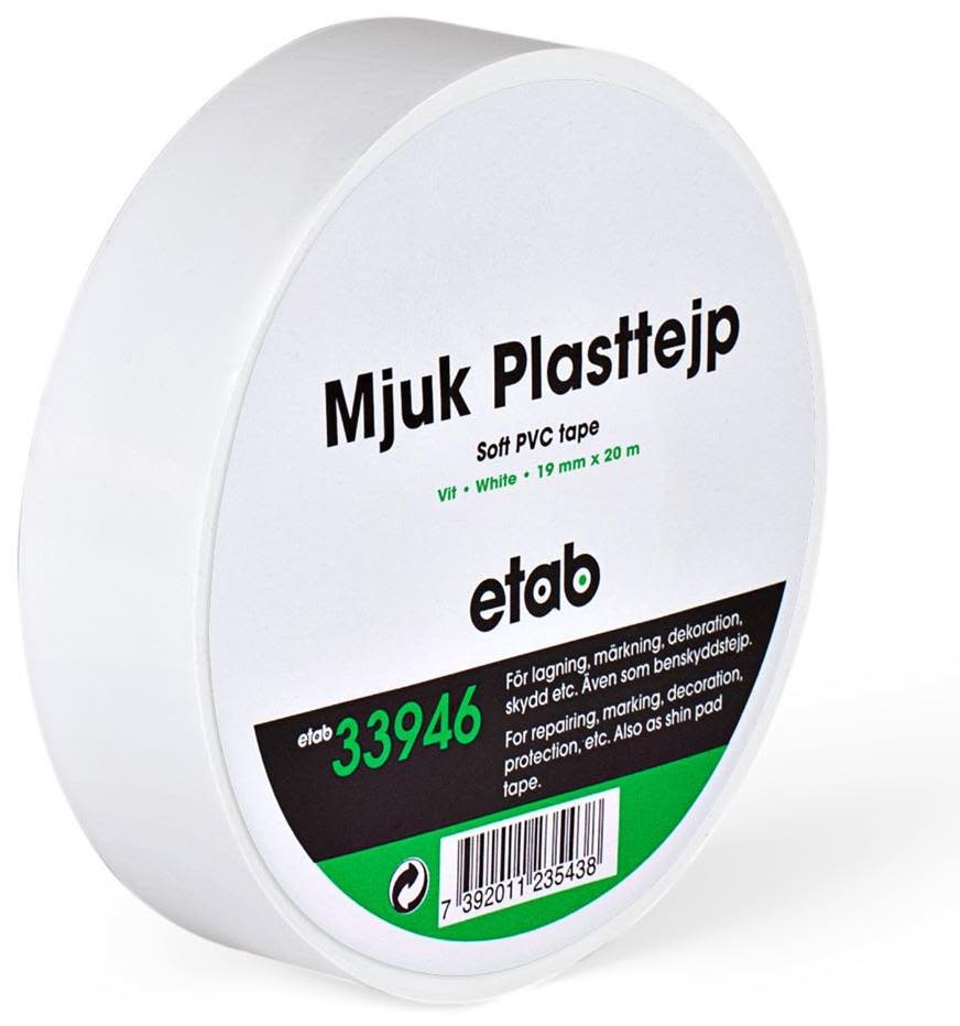 etab 33946 Plasttejp mjuk, PVC, 20 m vit, 25 mm