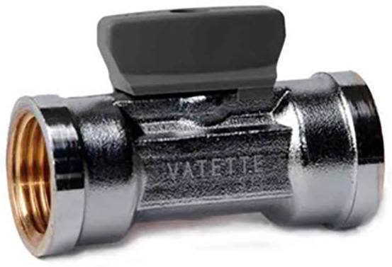Vatette FG079503405 Kulventil rak, förkromad, med vred, inv gänga G10