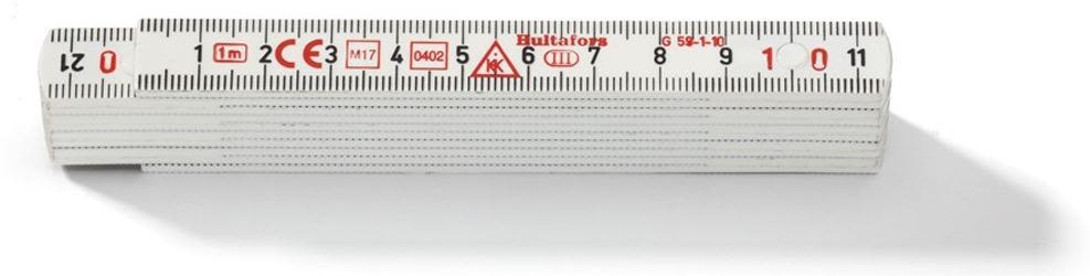 Hultafors G 59-1-10 VI Måttstock vit, 1 meter