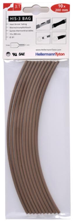 Hellermann Tyton HIS-3 Bag 3/1 Krympslang 3/1 x 200 mm, 10-pack Brun