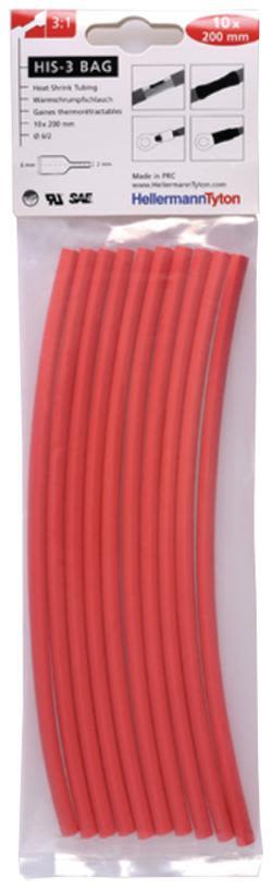 Hellermann Tyton HIS-3 Bag 6/2 Krympslang 6/2 x 200 mm, 10-pack Röd