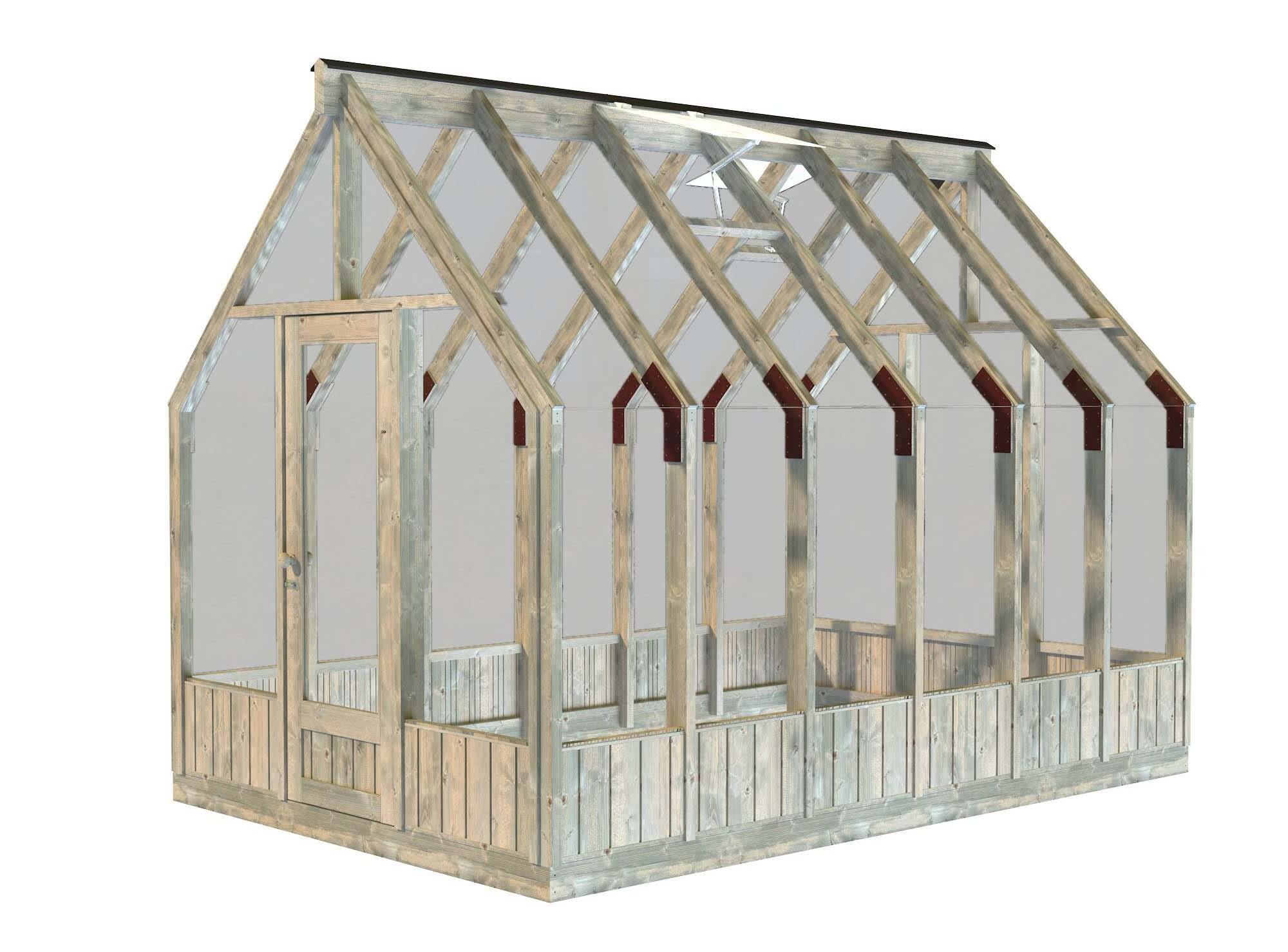 Palmako Emilia Orangeri 8,7 m²/inv. 8,2 m², grå tryckimpregnerad