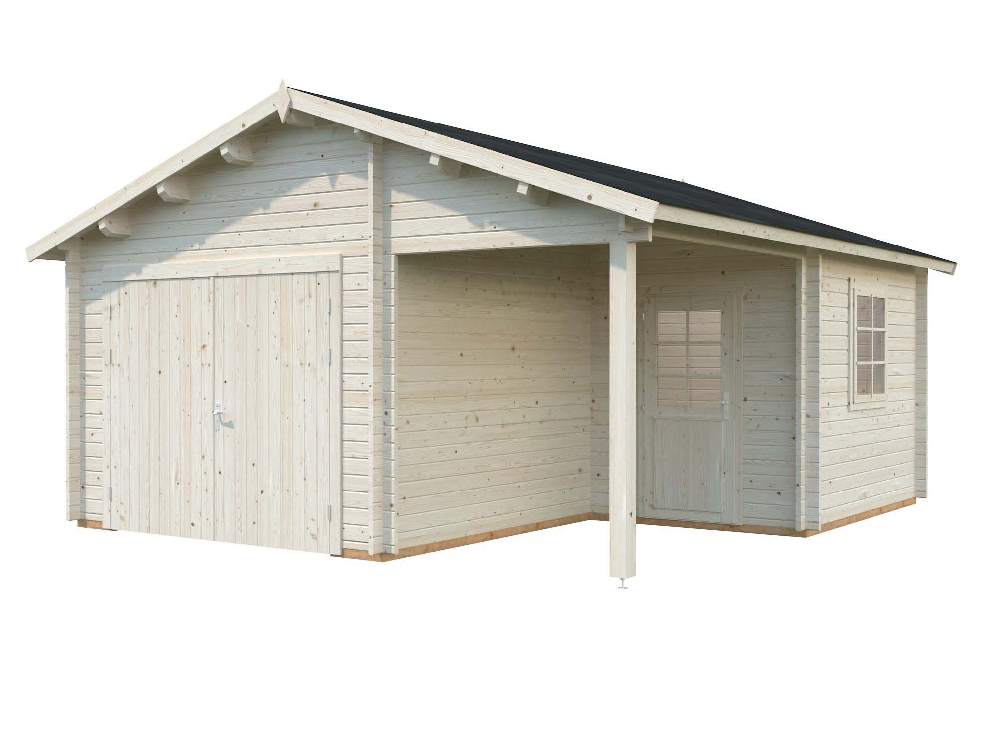 Palmako Roger Garage 28,1 m²/inv. 21,9+5,2 m², med port, obehandlad