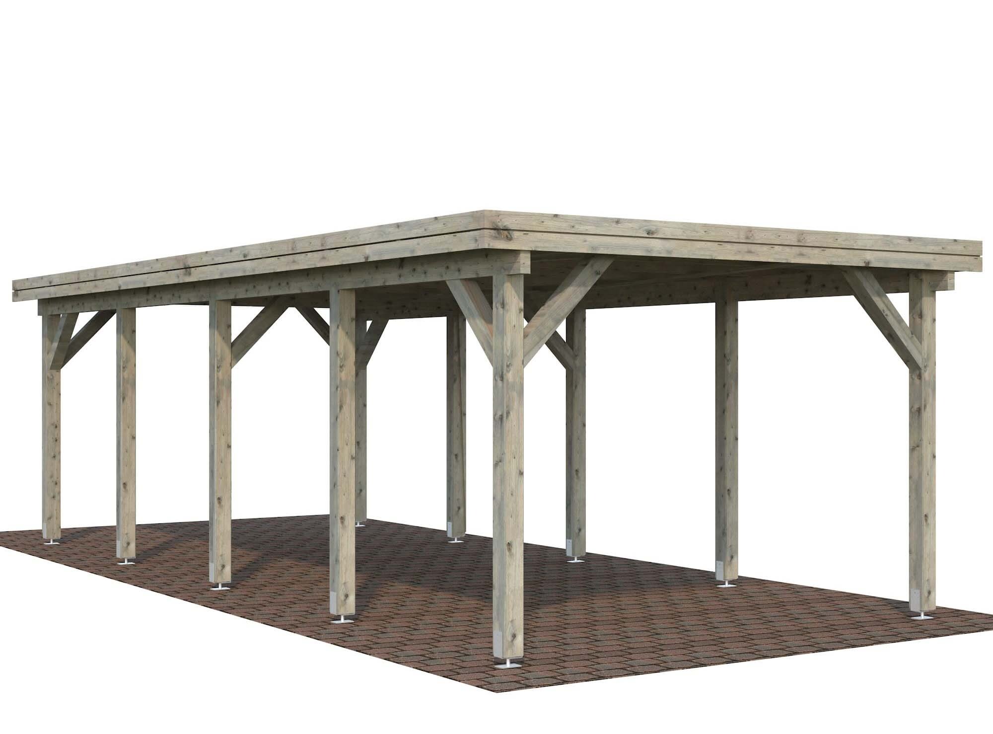 Palmako Karl Carport 27,4 m²/inv. 23,1 m², grå impregnerad