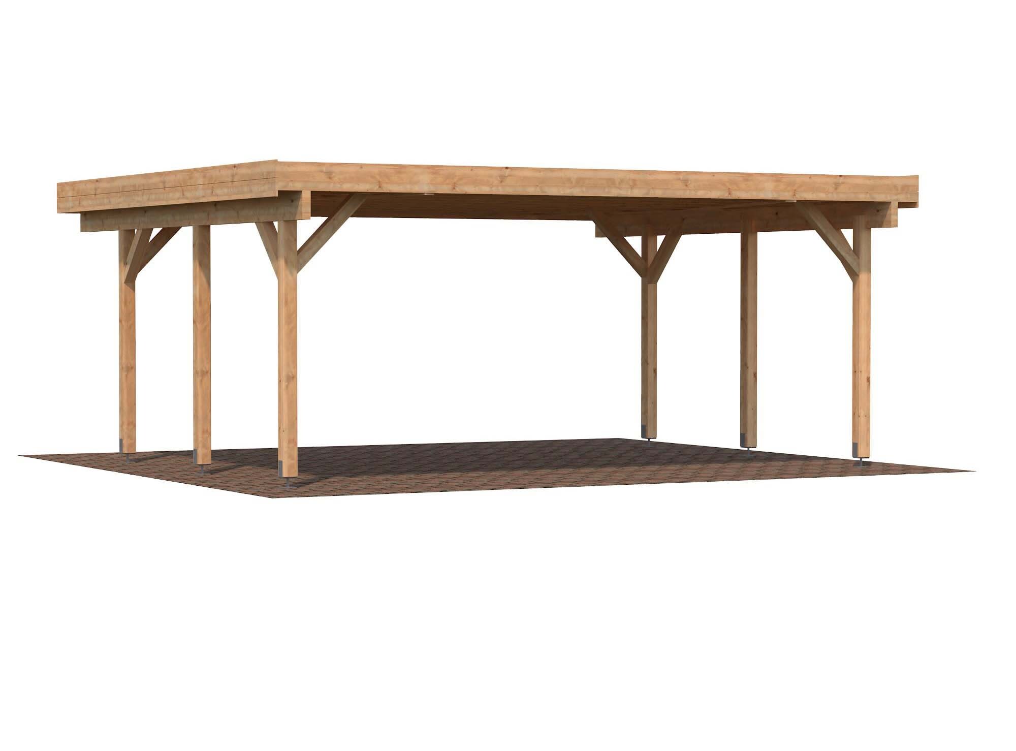 Palmako Karl Carport 30,7 m²/inv. 20,6 m², brun impregnerad