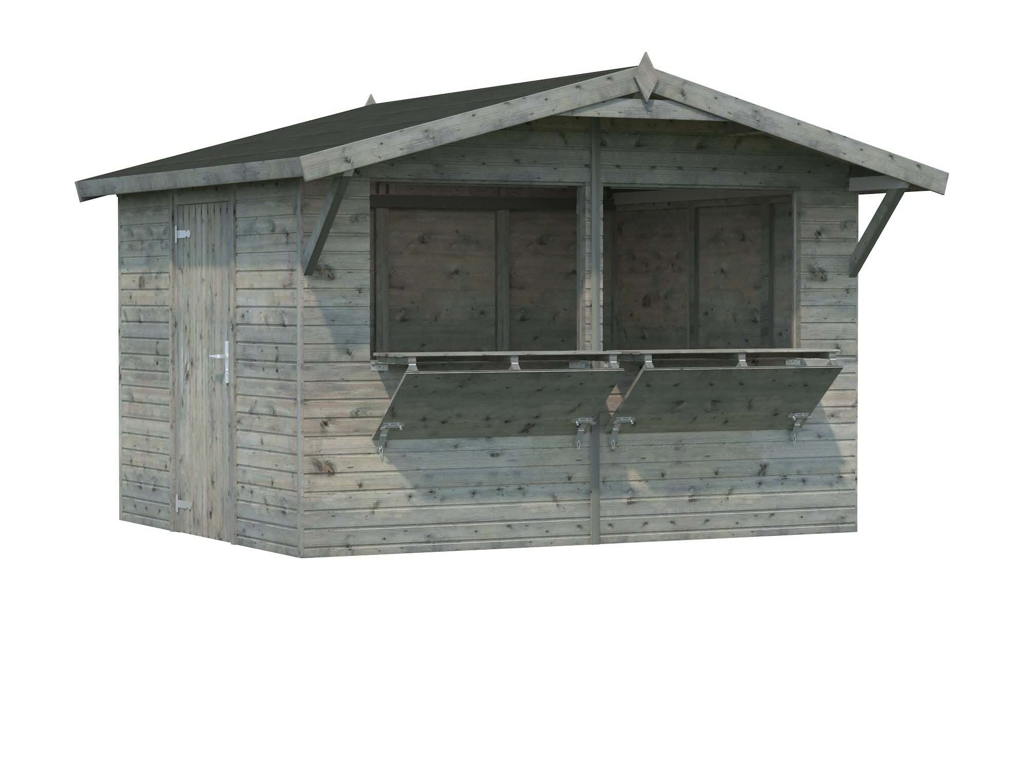 Palmako Stella Kiosk 8,4 m²/inv. 8,2 m², utan golv, grå, impr.