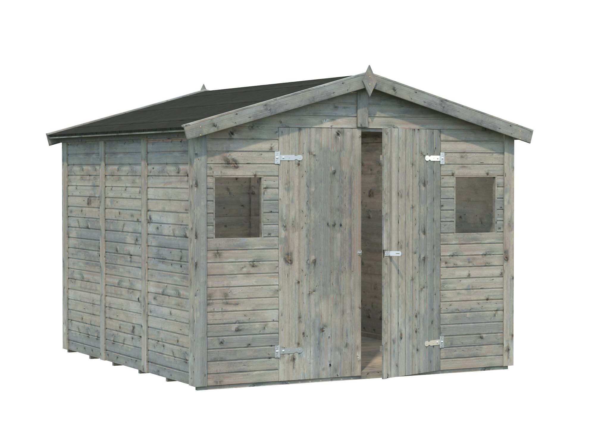 Palmako Dan Förråd 7,6/inv. 7 m², grå impregnerad
