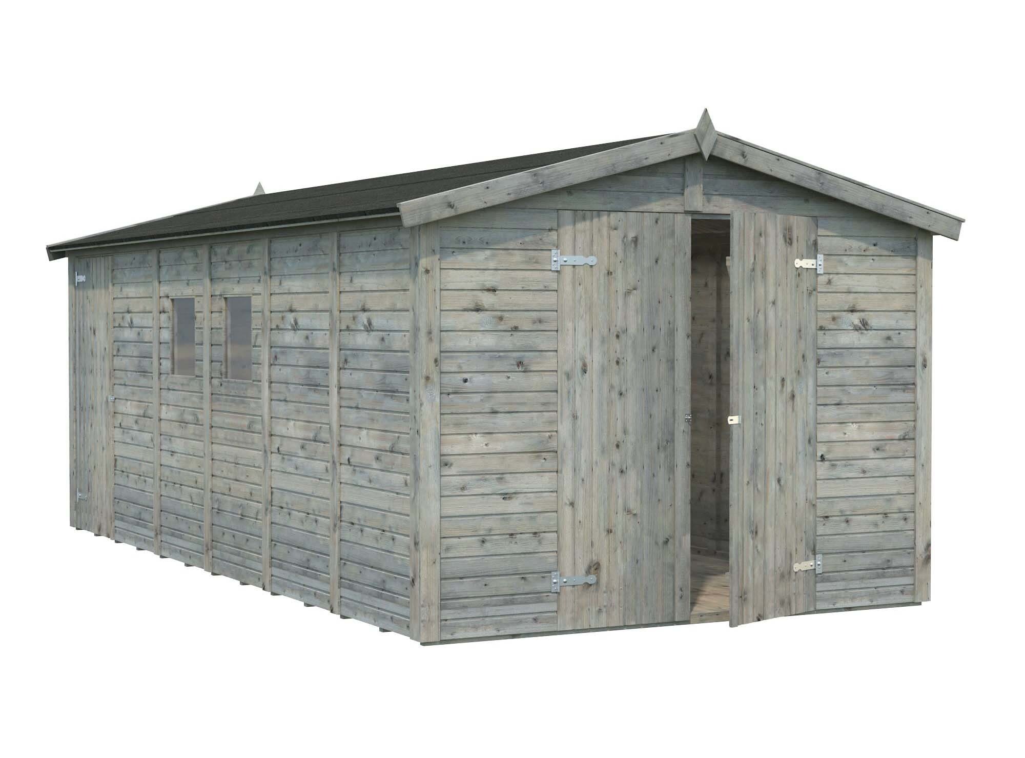 Palmako Dan Förråd 15 m²/inv. 14,2 m², grå impregnerad