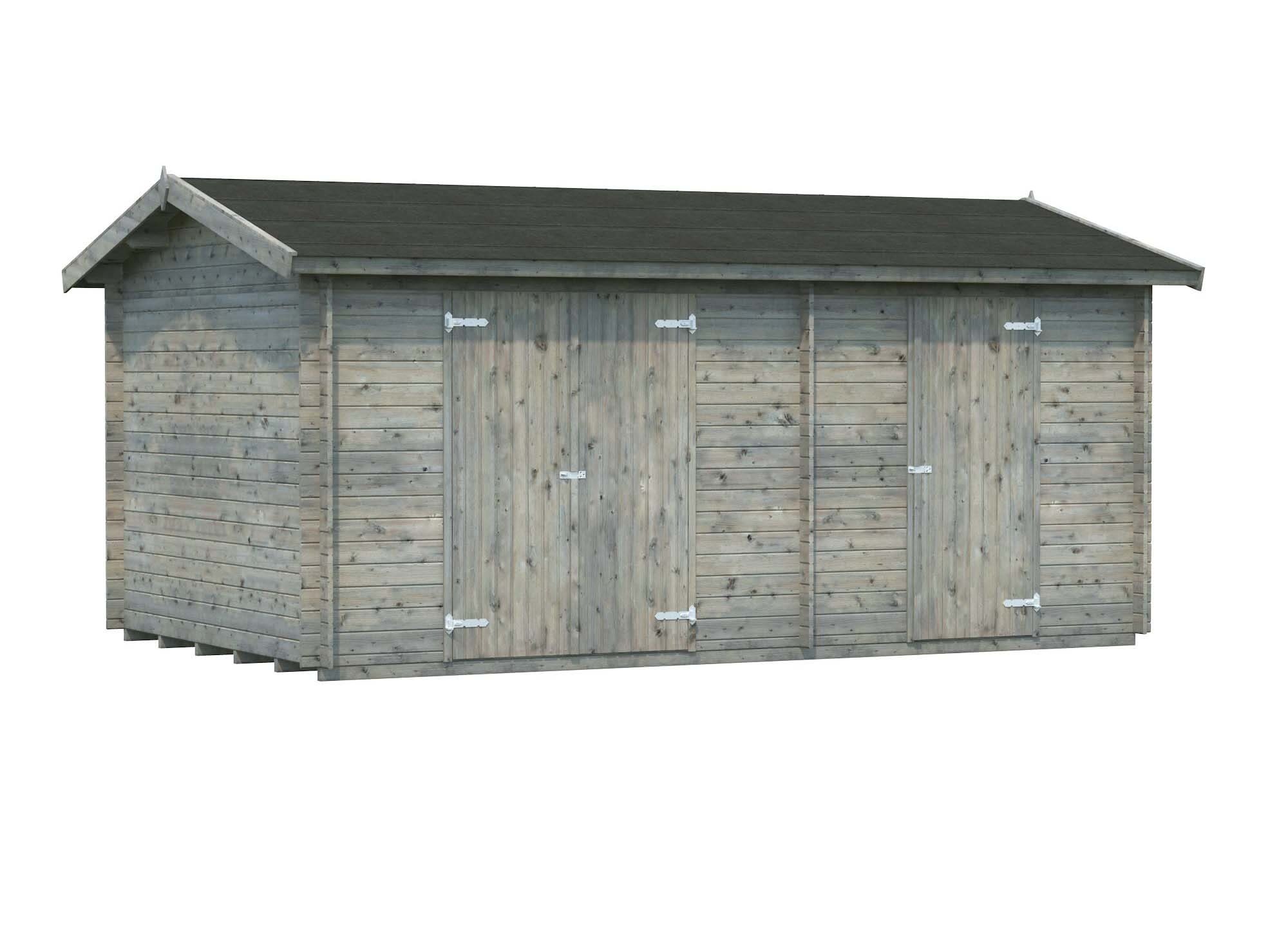 Palmako Jari Förråd 15 m²/inv. 14,5 m², grå impregnerad