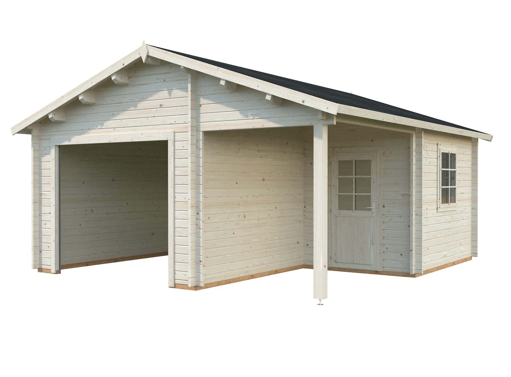 Palmako Roger Garage 28,1 m²/inv. 21,9+5,2 m², utan port, impr. natur