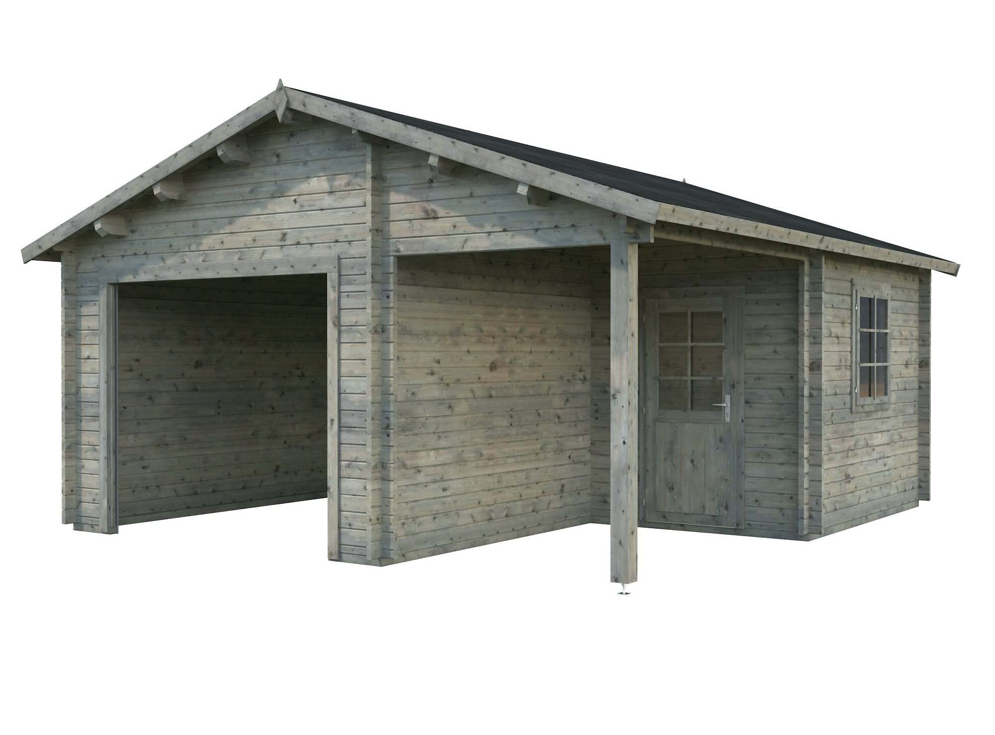 Palmako Roger Garage 28,1 m²/inv. 21,9+5,2 m², utan port grå, impr.