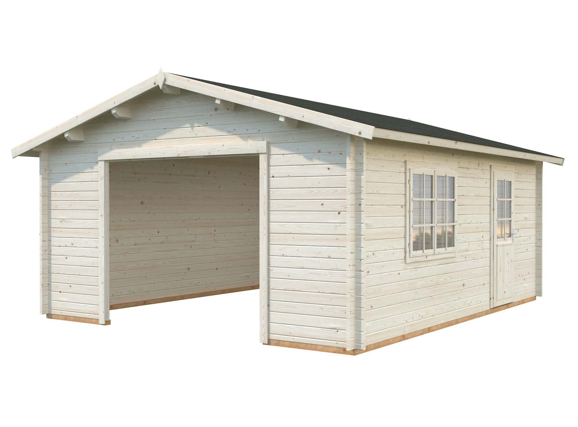 Palmako Roger Garage 24,8 m²/inv. 23,9 m², utan dörrar, impr. natur