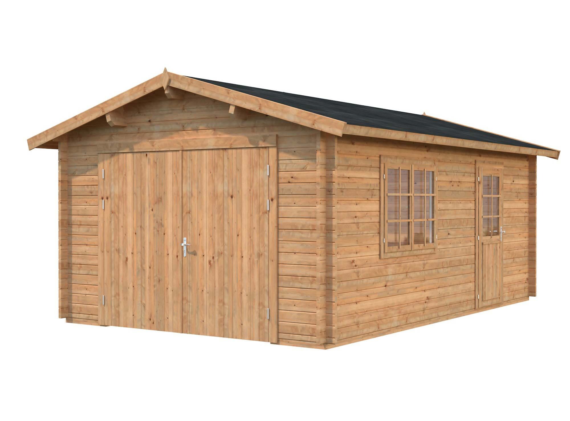 Palmako Roger Garage 19,8 m²/inv. 19 m², med port, brun, impr.