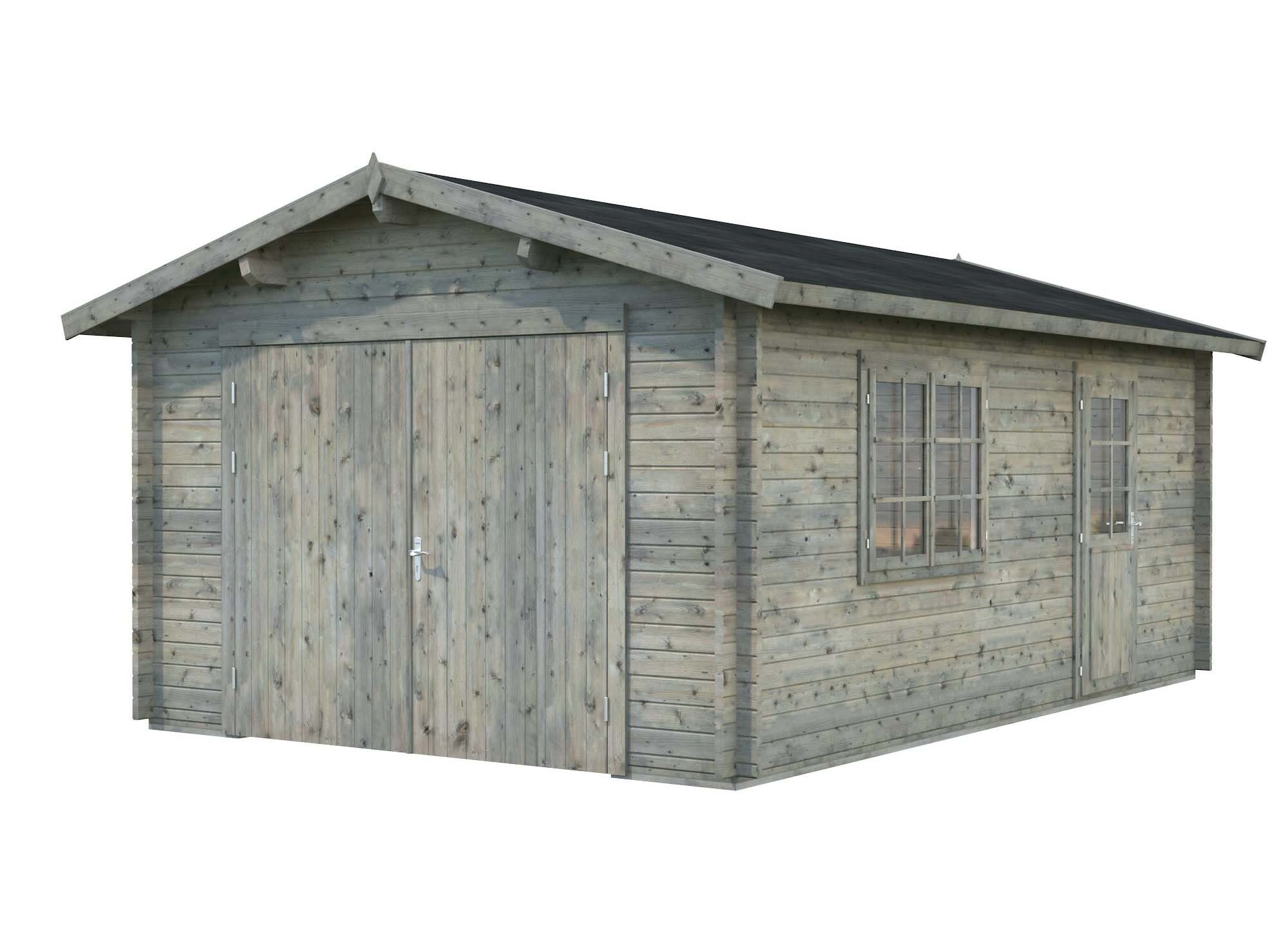 Palmako Roger Garage 19,8 m²/inv. 19 m², med port, grå, impr.