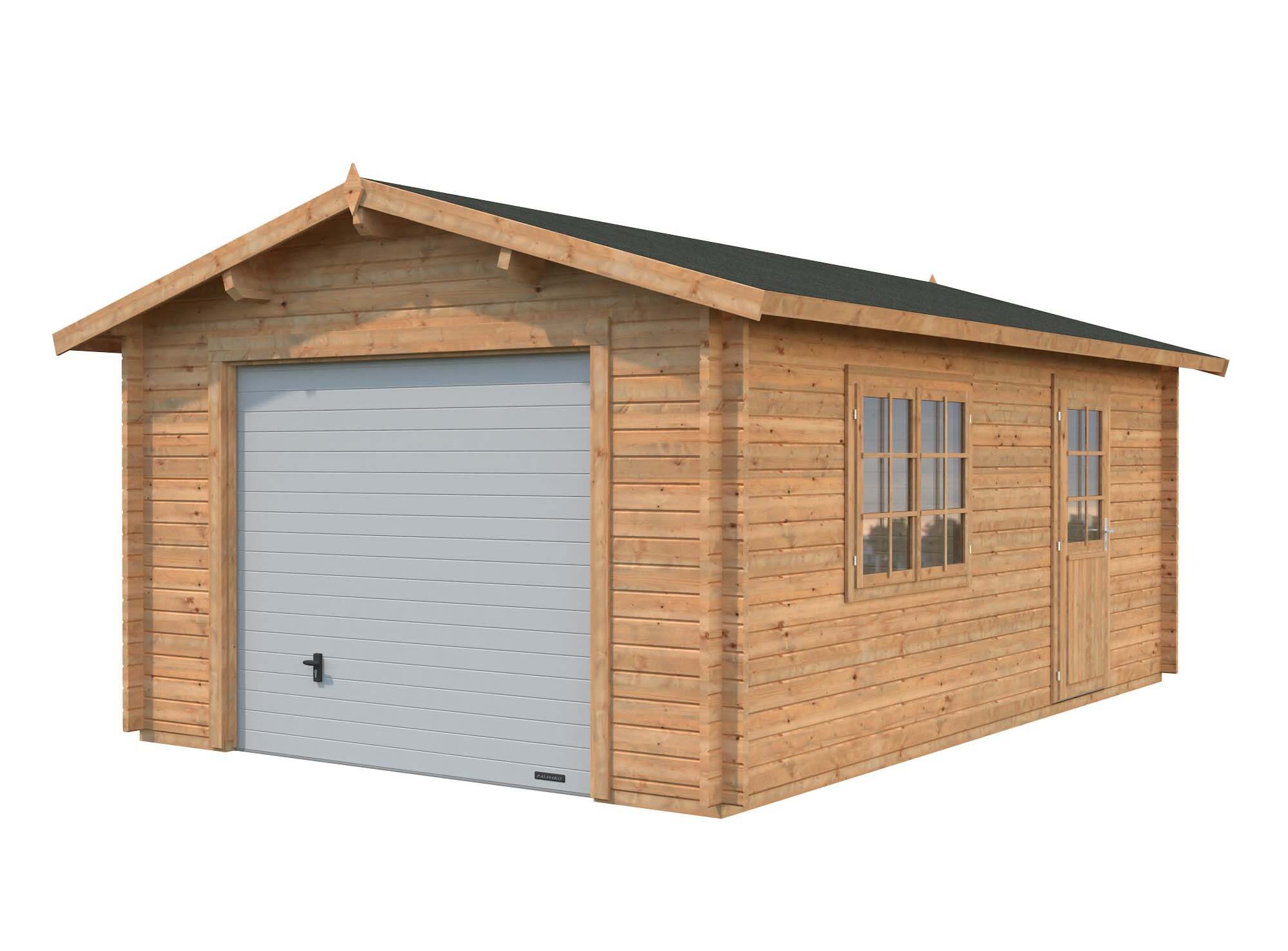 Palmako Roger Garage 19,8 m²/inv. 19 m², med port, brun, impr.
