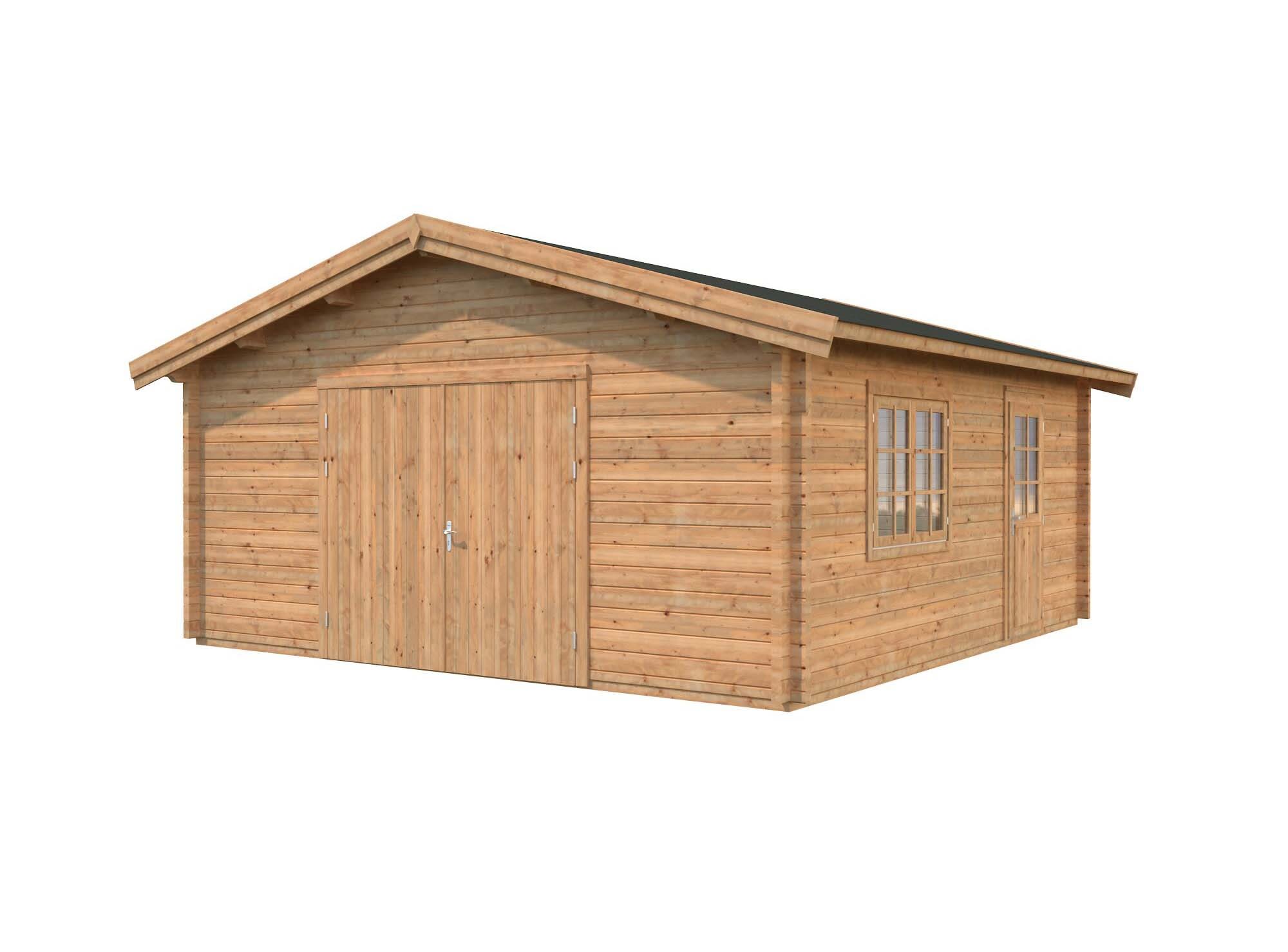 Palmako Roger Garage 29,2 m²/inv. 27,7 m², med port, brun, impr.