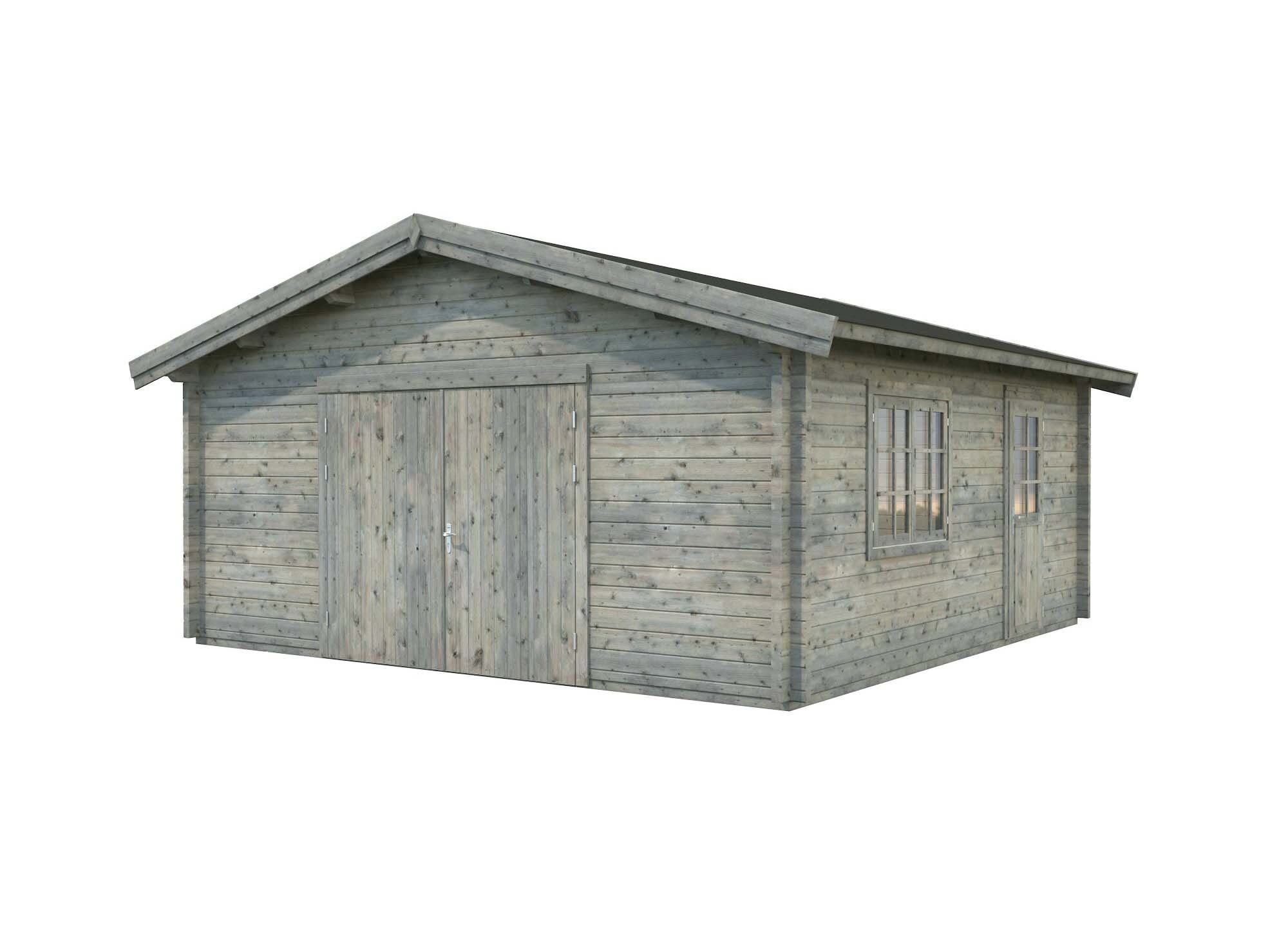 Palmako Roger Garage 29,2 m²/inv. 27,7 m², med port, grå, impr.