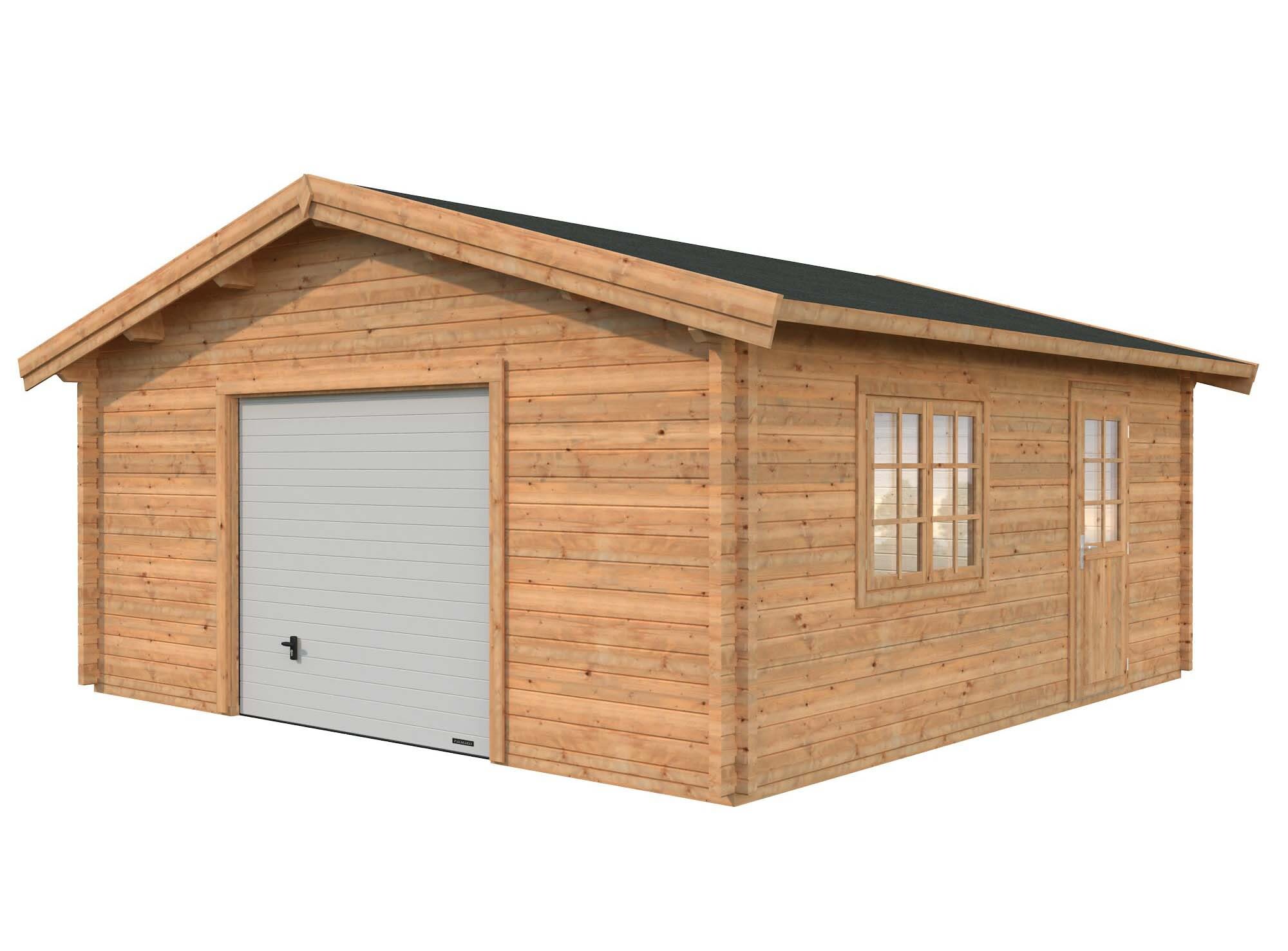 Palmako Roger Garage 29,2 m²/inv. 27,7 m², med port, brun, impr.