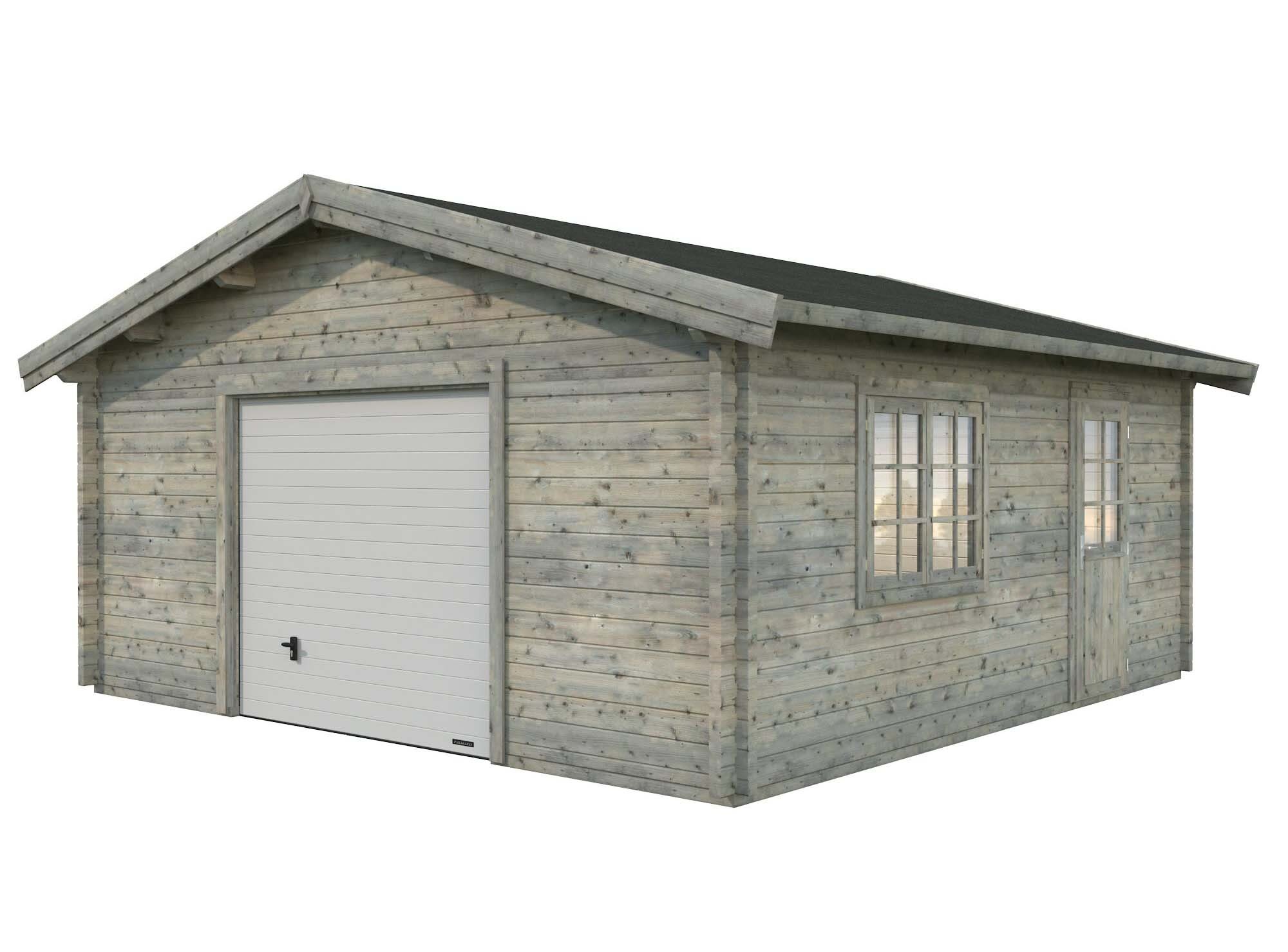Palmako Roger Garage 29,2 m²/inv. 27,7 m², med port, grå, impr.