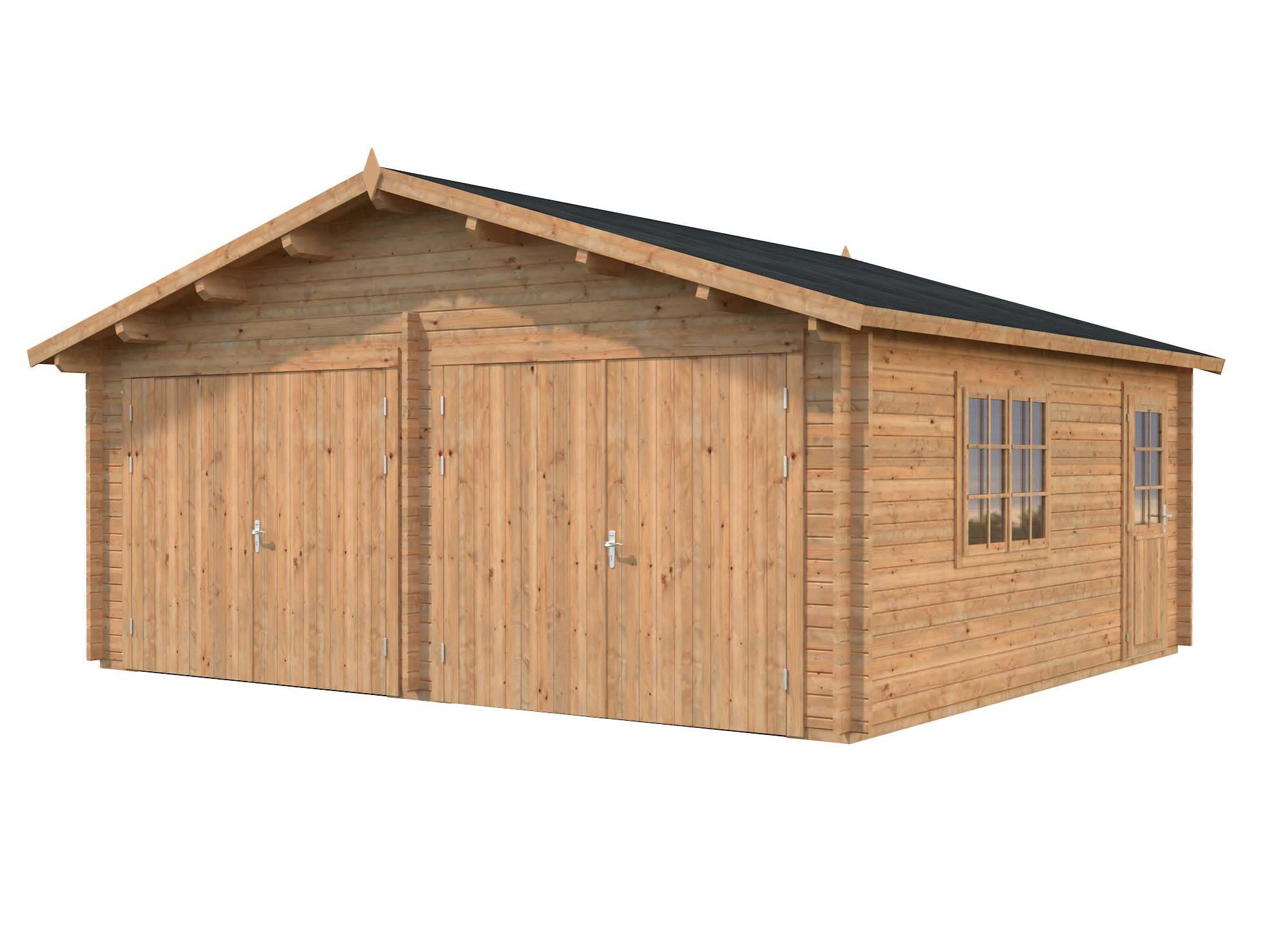 Palmako Roger Garage 29,3 m²/inv. 28,4 m², med port, brun, impr.