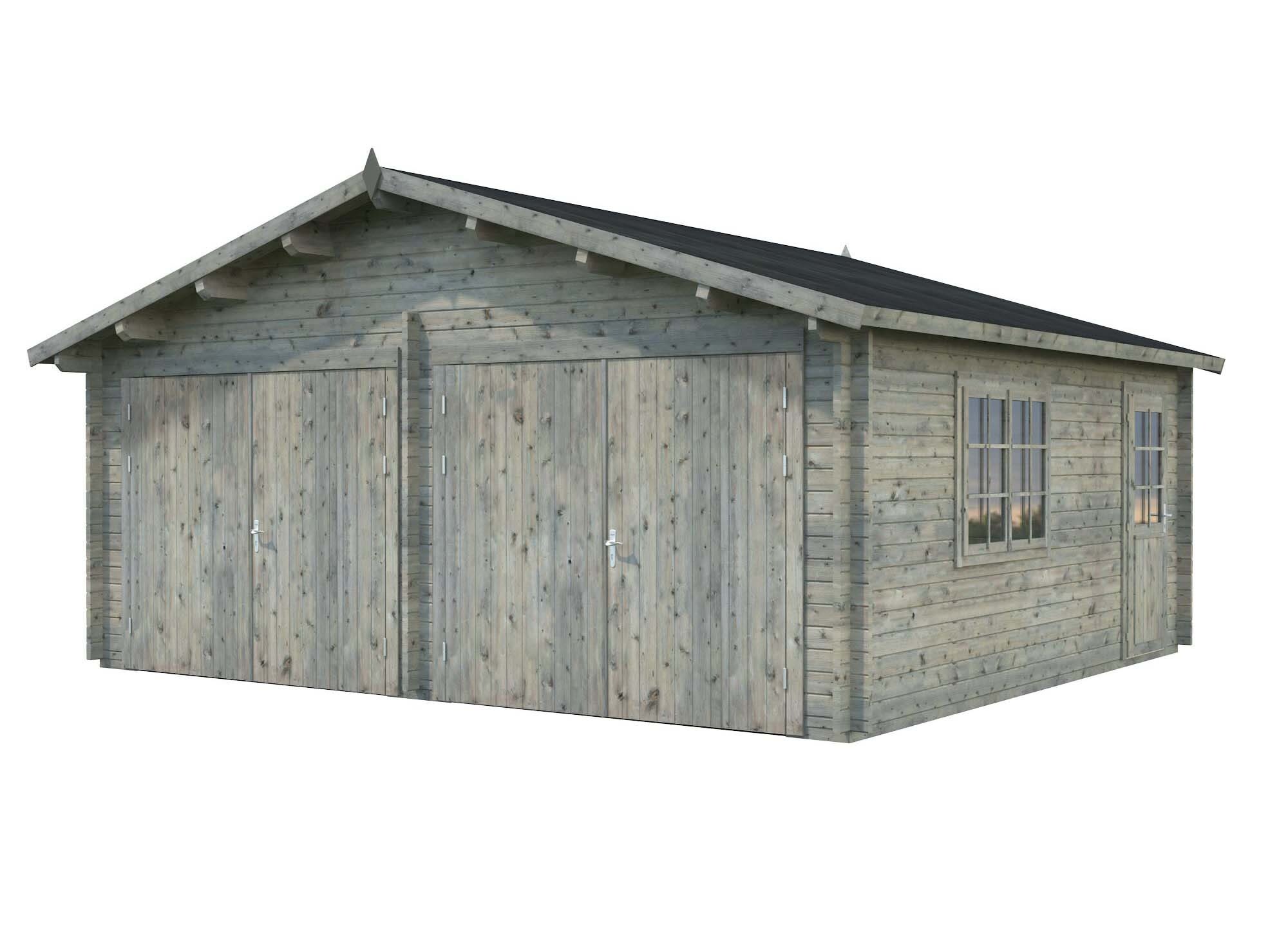 Palmako Roger Garage 29,3 m²/inv. 28,4 m², med port, grå, impr.
