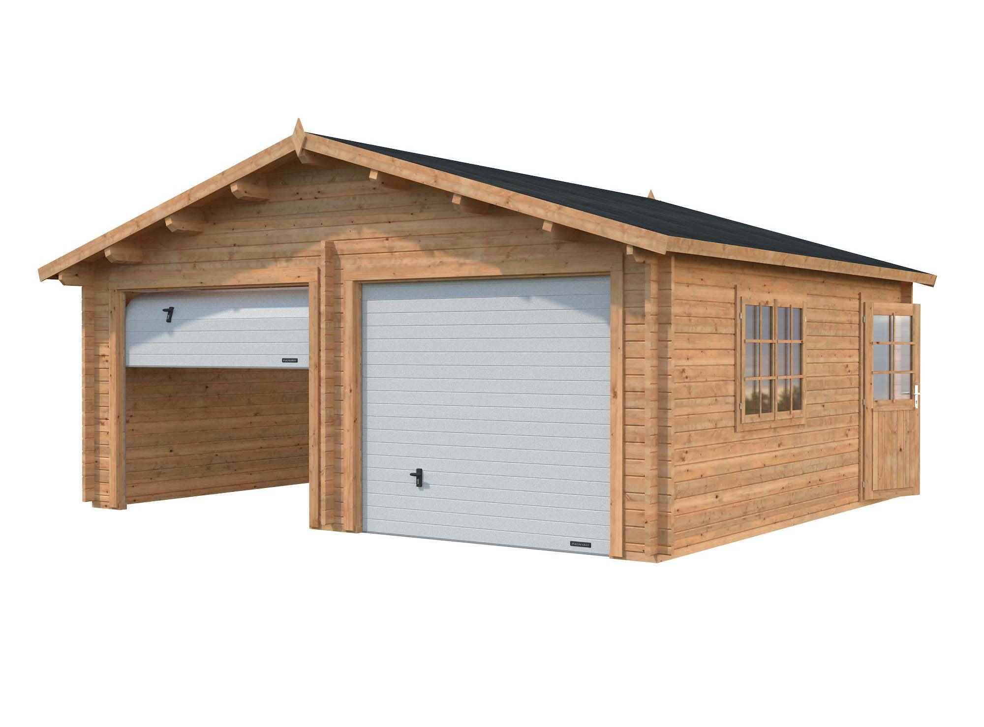 Palmako Roger Garage 29,3 m²/inv. 28,4 m², med port, brun, impr.