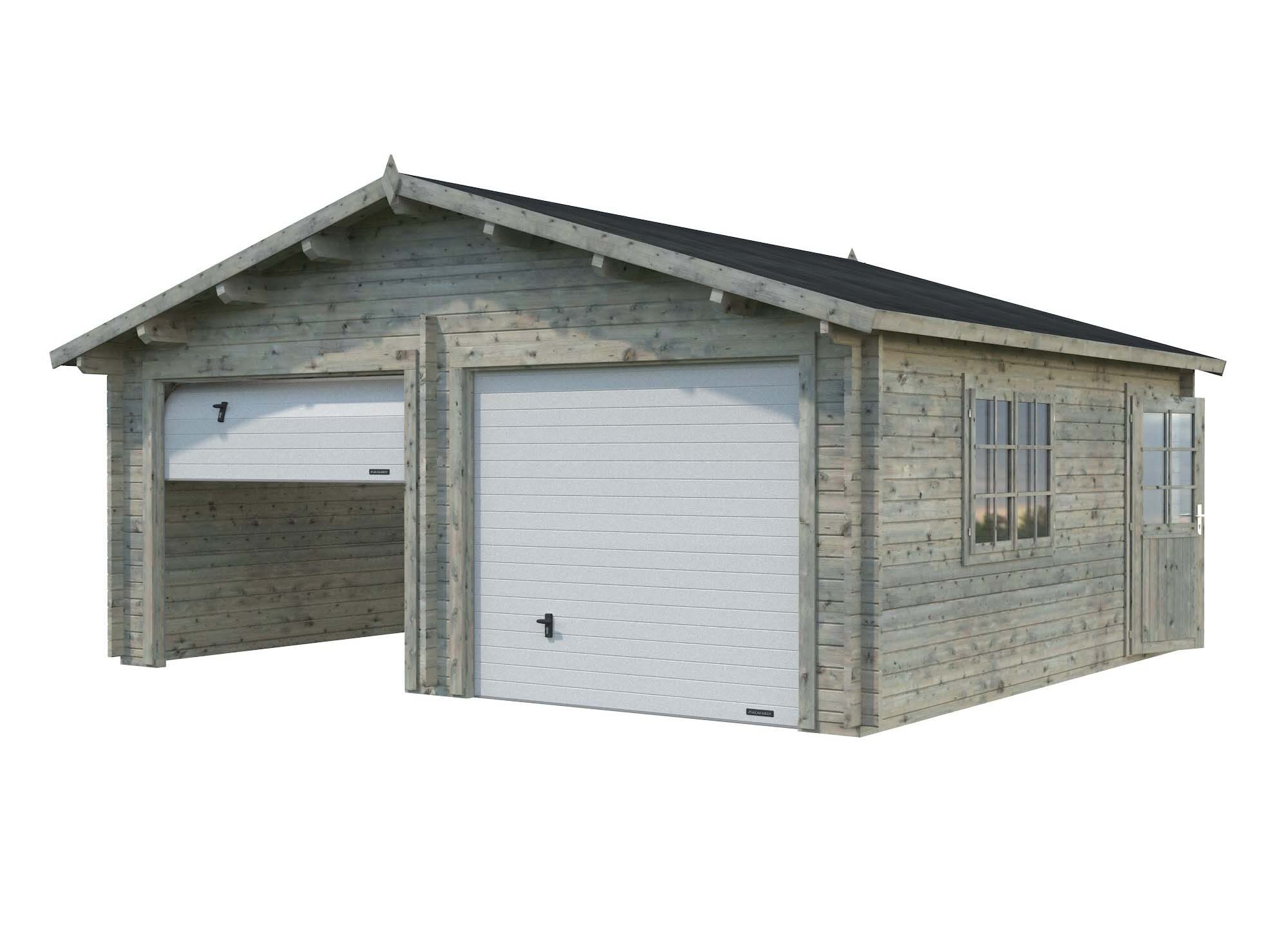 Palmako Roger Garage 29,3 m²/inv. 28,4 m², med port, grå, impr.