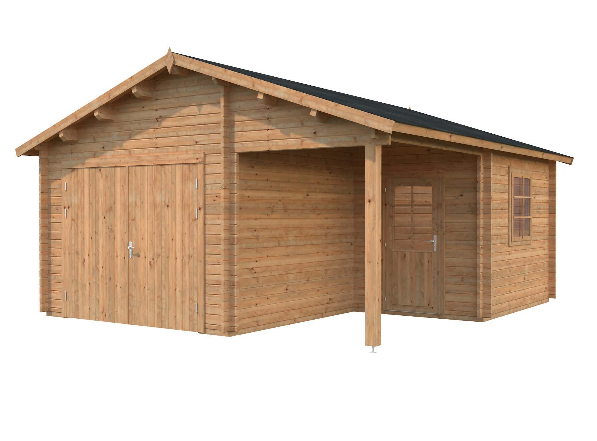Palmako Roger Garage 28,1 m²/inv. 21,9+5,2 m², med port, brun, impr.