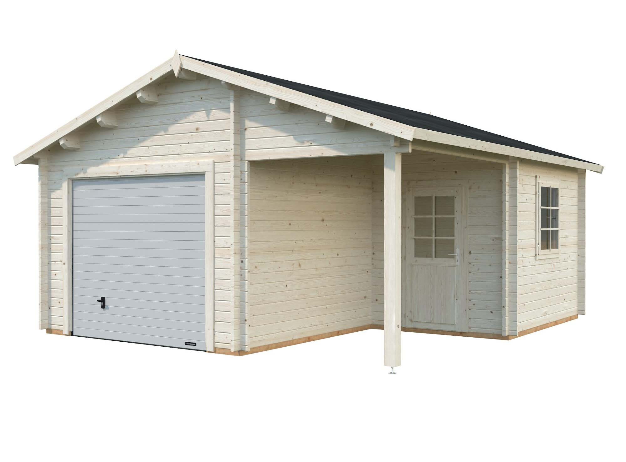 Palmako Roger Garage 28,1 m²/inv. 21,9+5,2 m², med port, impr. natur