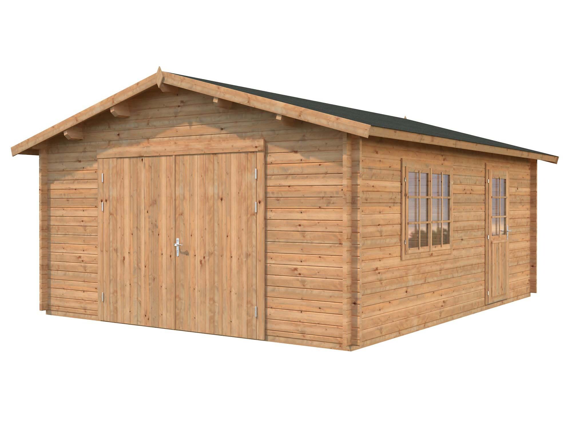 Palmako Roger Garage 24,8 m²/inv. 23,9 m², med port, brun, impr.