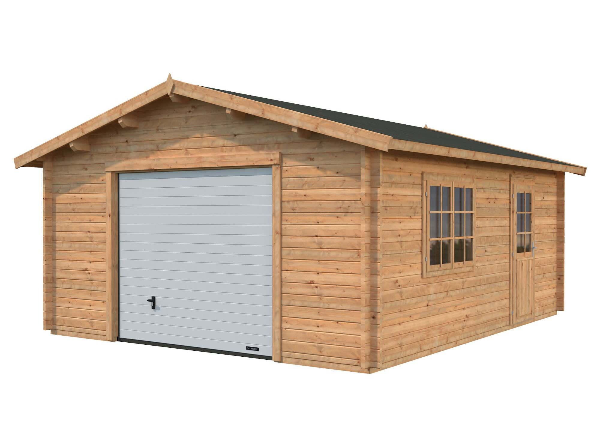 Palmako Roger Garage 24,8 m²/inv. 23,9 m², med port, brun, impr.