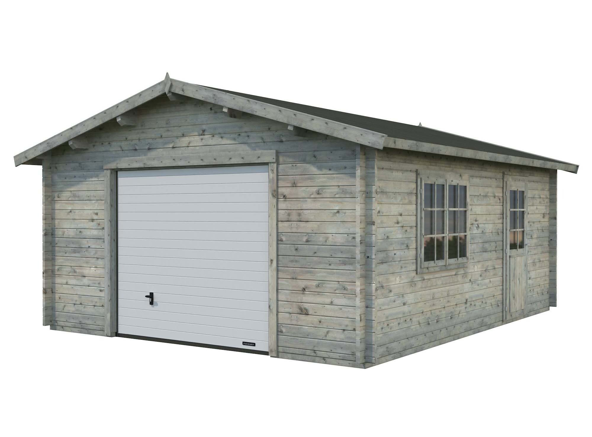 Palmako Roger Garage 24,8 m²/inv. 23,9 m², med port, grå, impr.