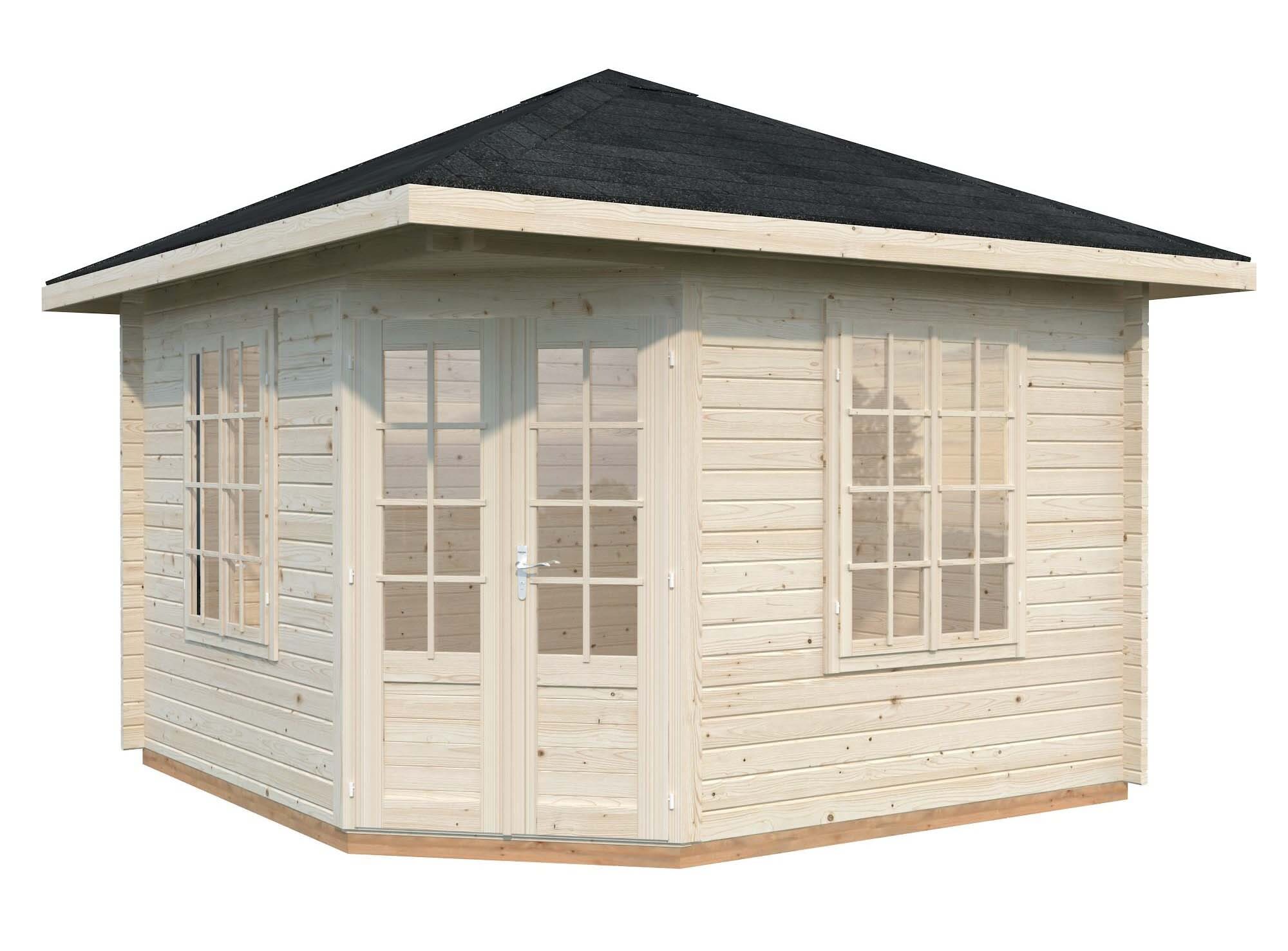 Palmako Melanie Lusthus 10,9 m²/inv. 9,9 m², med 44 mm vägg,, impr. natur