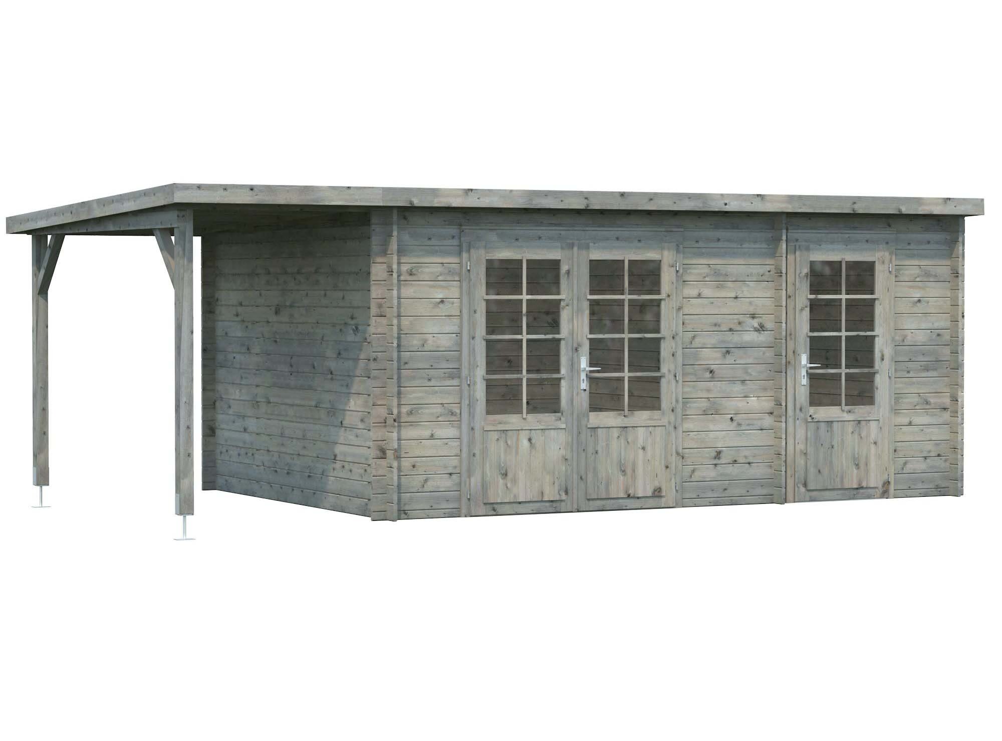Palmako Ella Stuga 17,8 m²/inv. 13,1+3,9 m², utan golv, grå, impr.