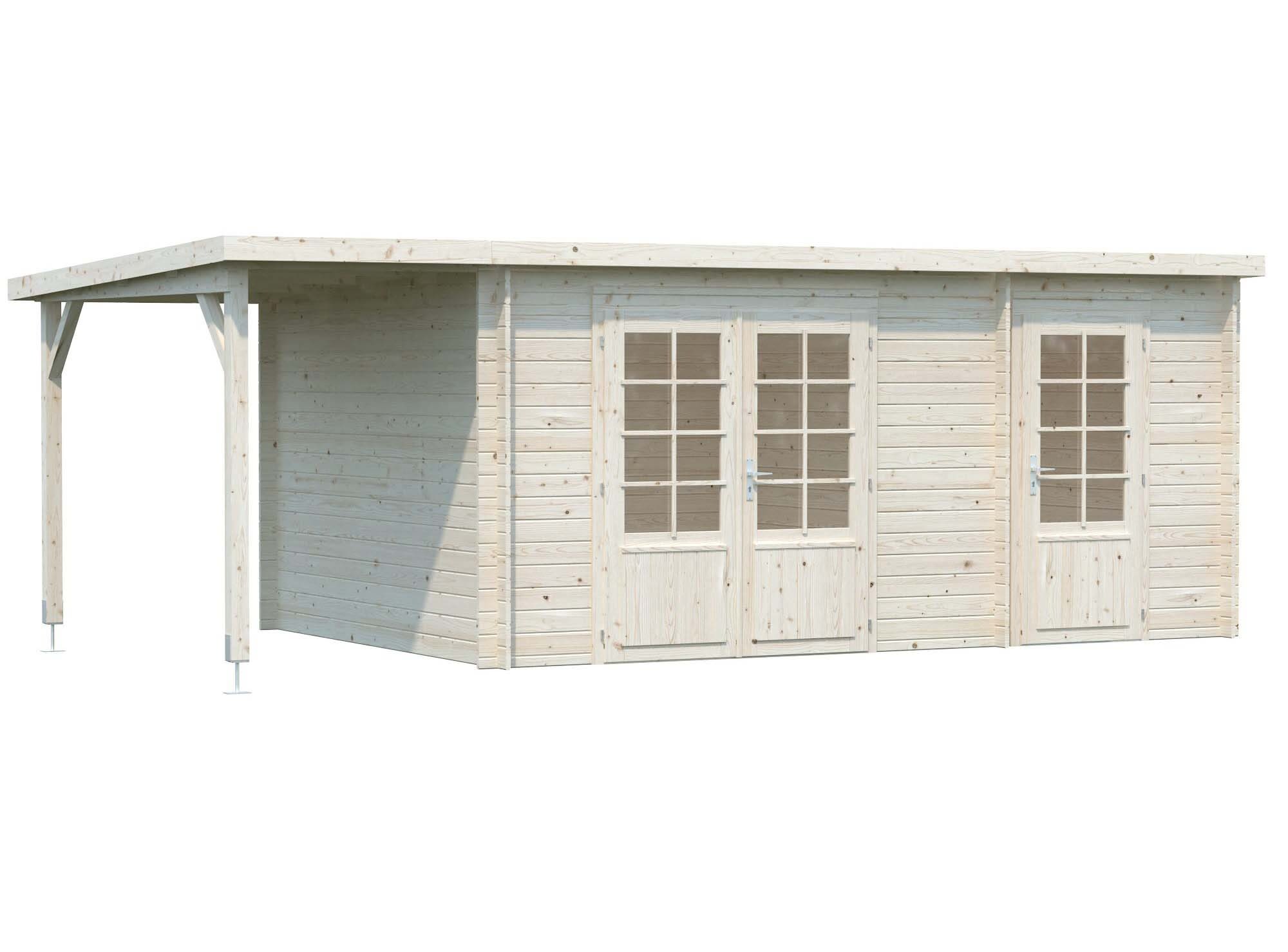 Palmako Ella Stuga 17,8 m²/inv. 13,1+3,9 m², utan golv, impr. natur
