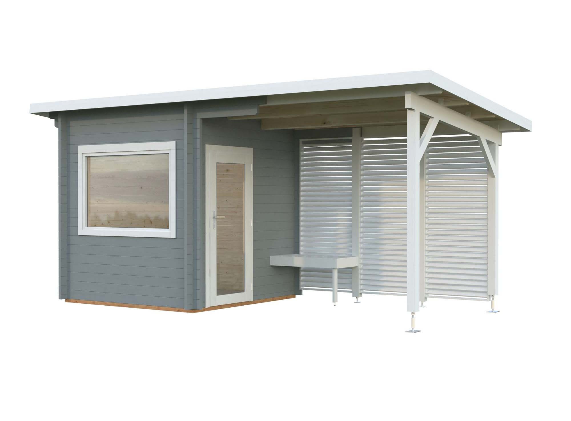 Palmako Sanna Bastu 10,5 m², Invändig 4,1  m², ljusgrå + vit