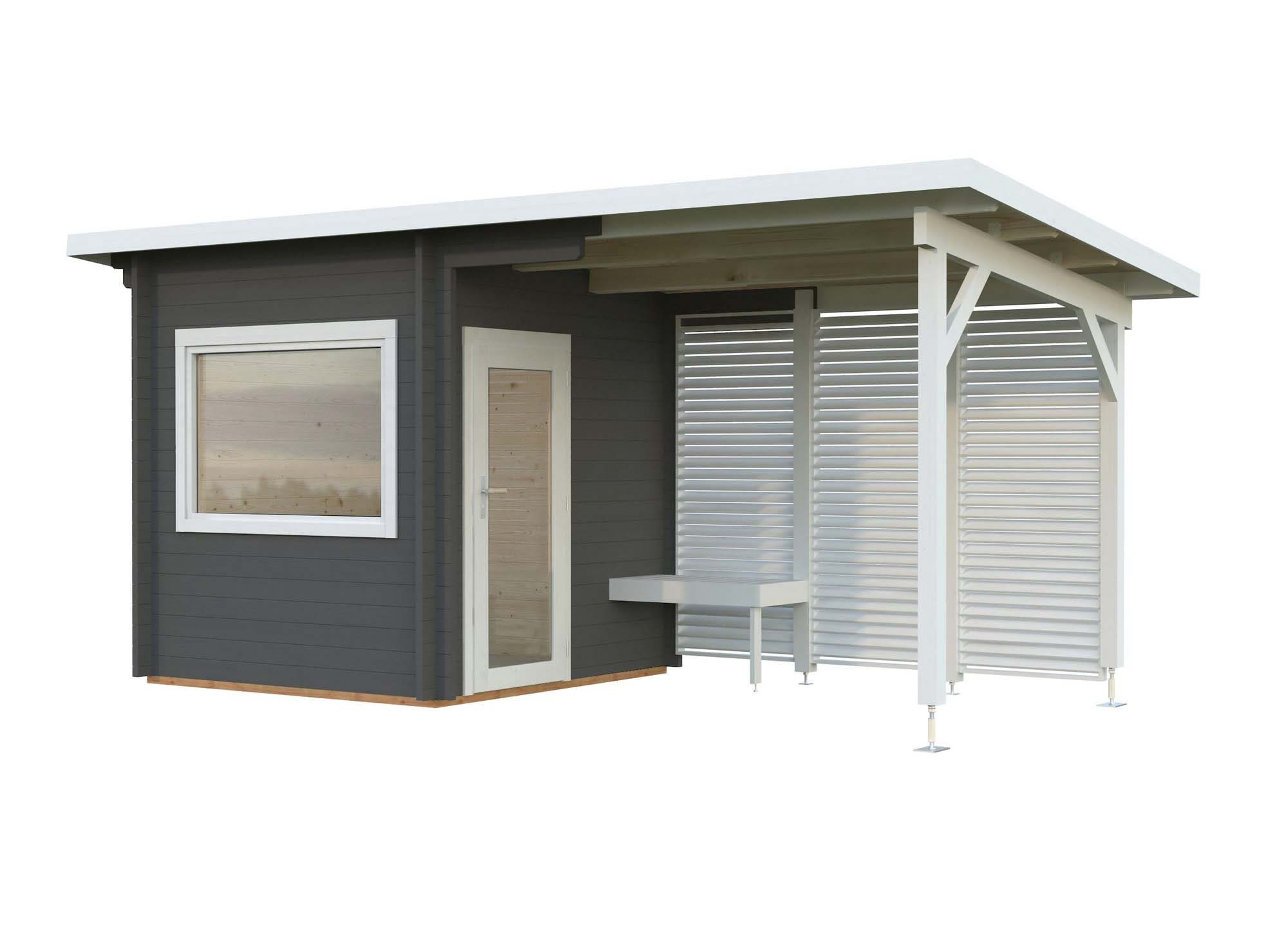 Palmako Sanna Bastu 10,5 m², Invändig 4,1  m², grå + vit