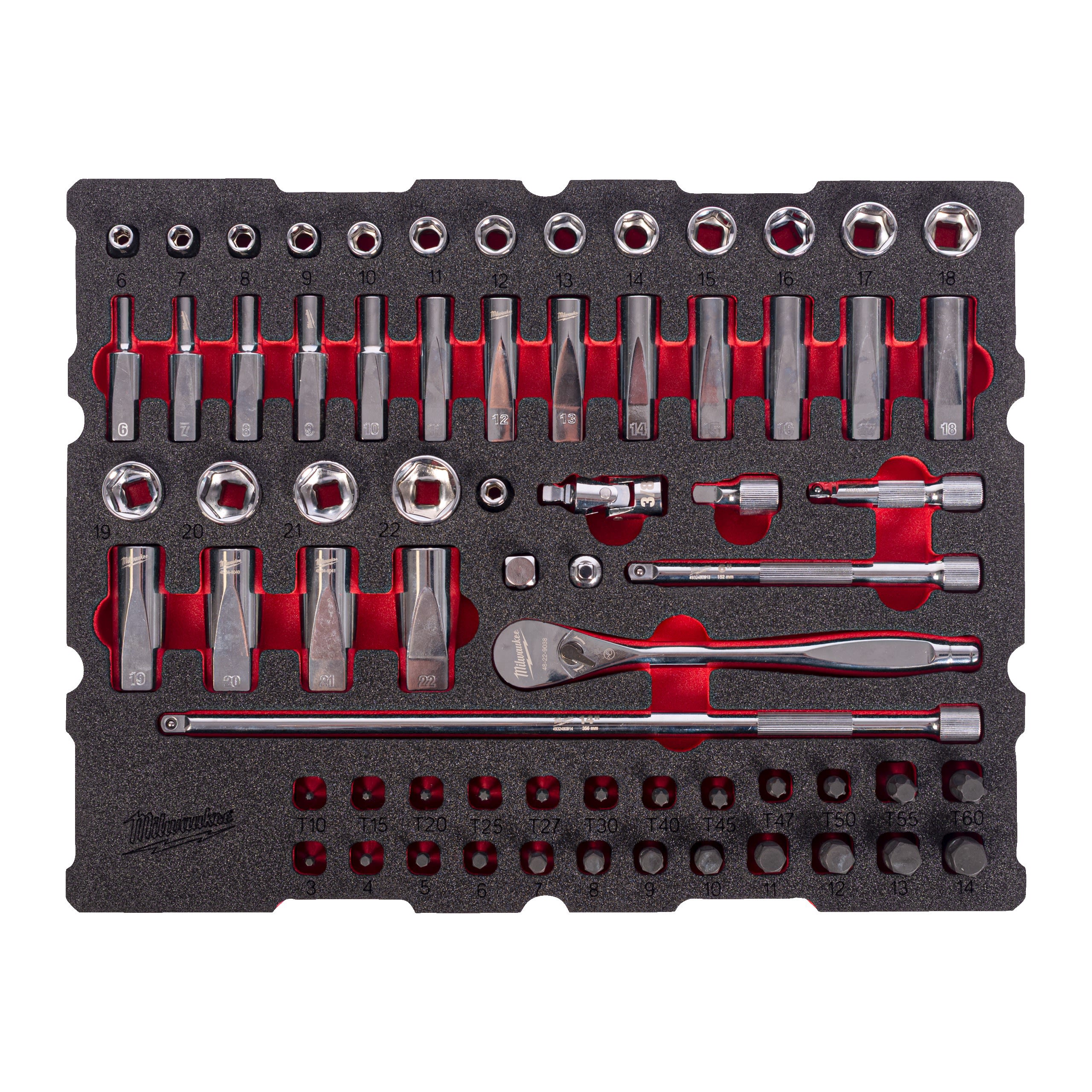 Milwaukee 86336406 Hylsnyckelsats 3/8", 67 delar