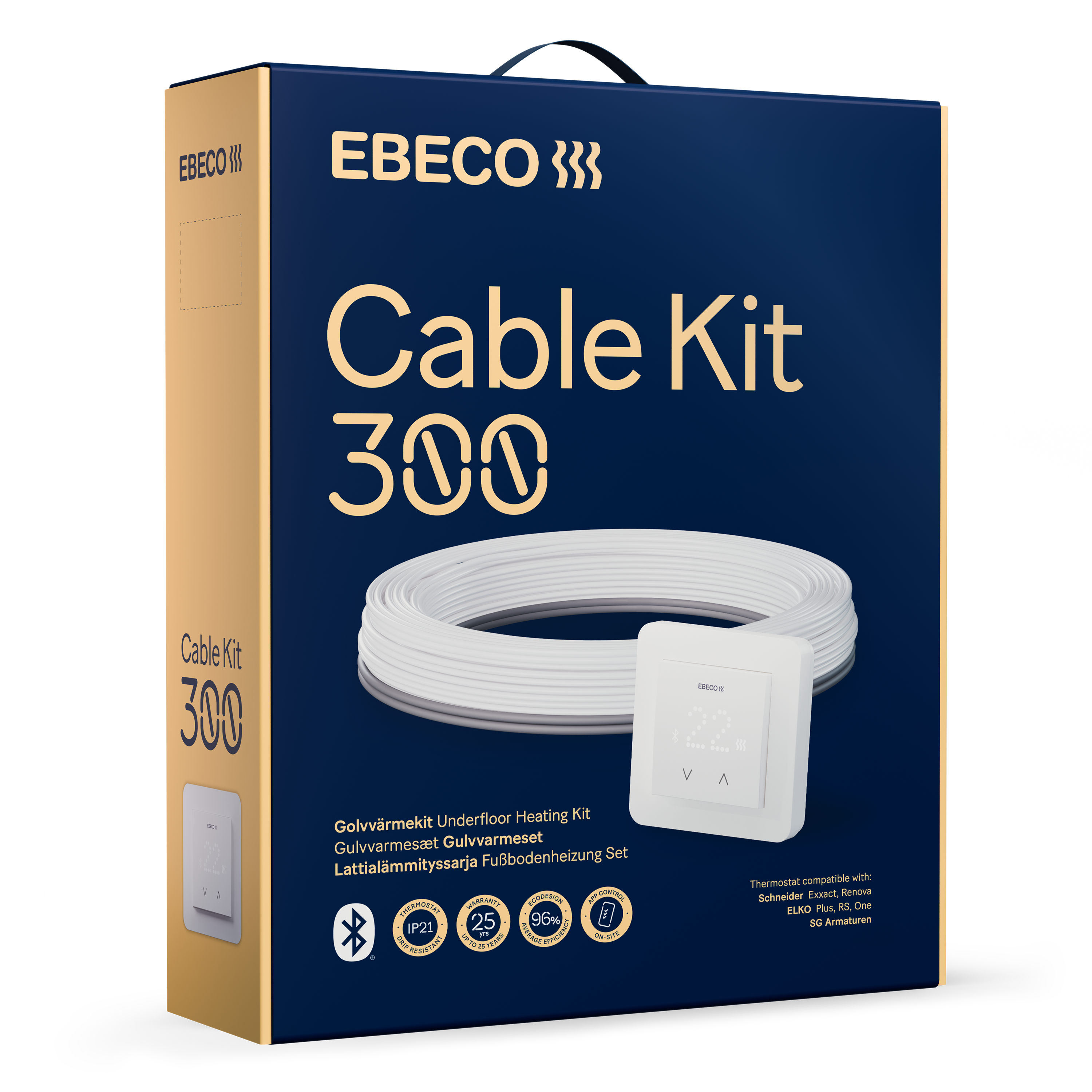 Ebeco Cable Kit 300 Gulvvarmesæt med varmekabel og termostat 37 m, 400 W