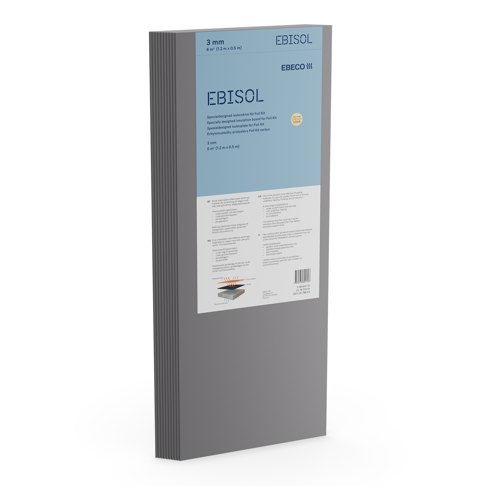 Ebeco Ebisol Isoleringsplade 10-pak 3 mm