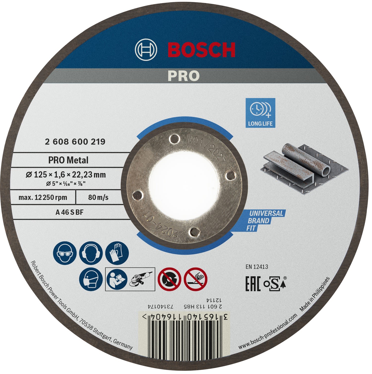 Bosch 2608600219 Kapskiva 125x1,6 mm, 6 mm