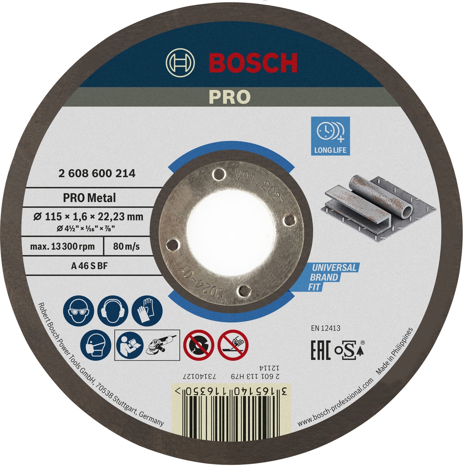 Bosch 2608600214 Kapskiva 115x1,6 mm, 6 mm