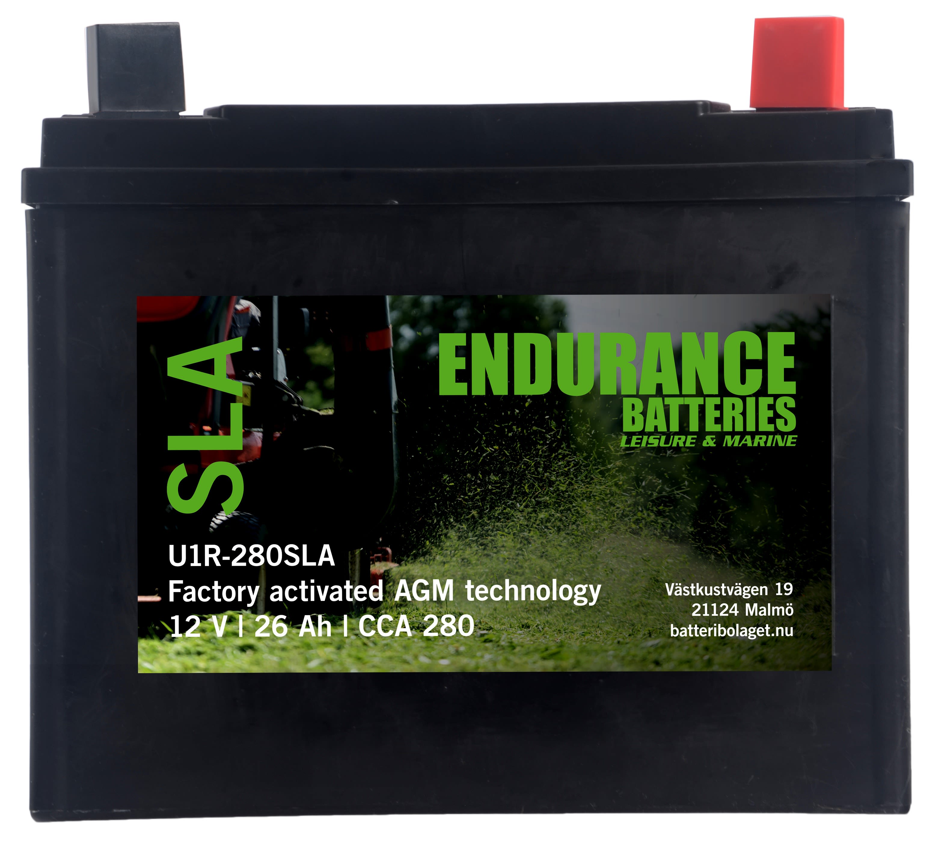 Endurance U1R-280SLA Trädgårdsbatteri 12V, 26Ah, +H
