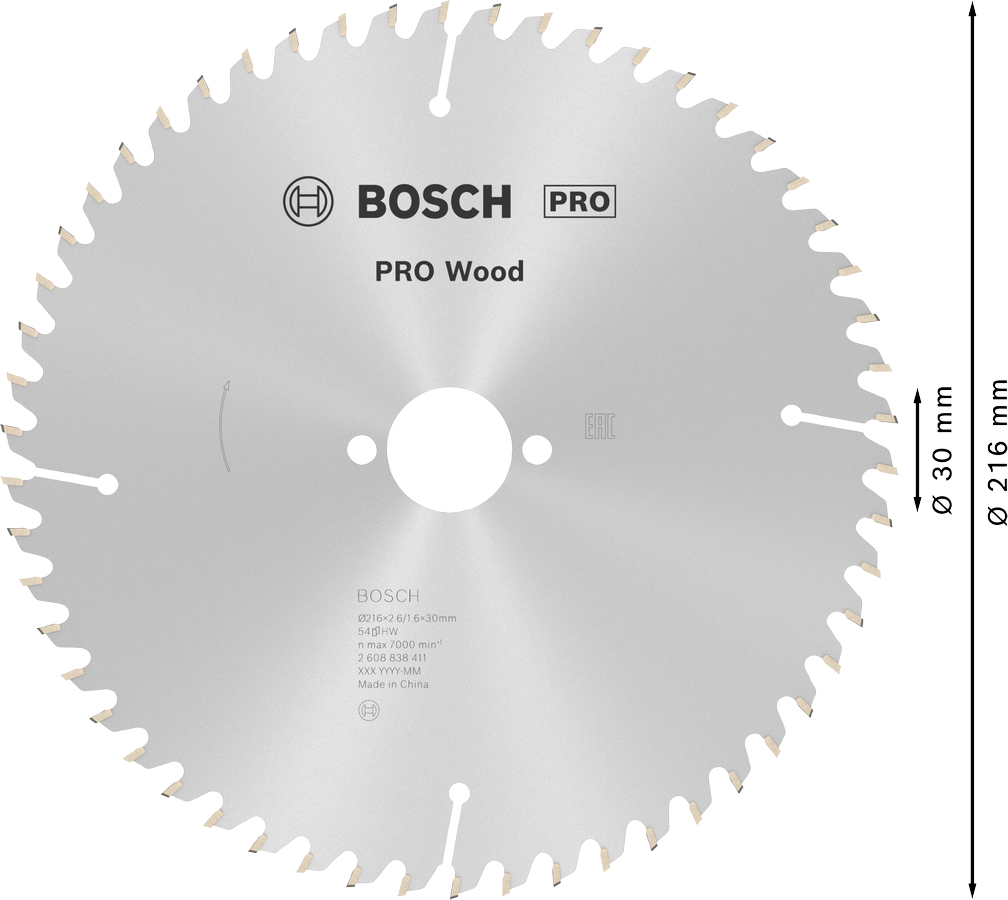 Bosch 2608838411 Cirkelsågklinga 216x30x54T 54T