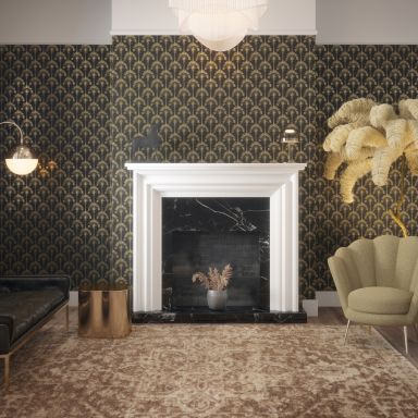 Arthouse Fantasia III 921702 Tapet Palm Palace Black & Gold